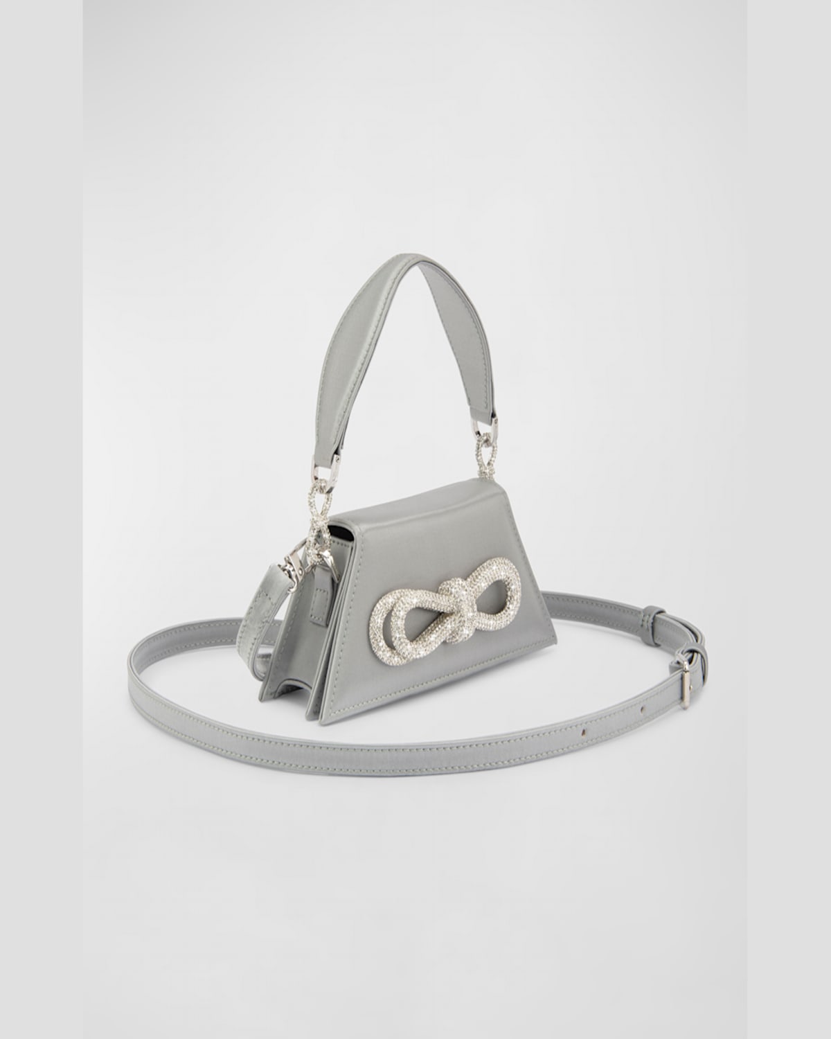 Mach&mach Samantha Embellished Bow Satin Top-handle Bag In Grey