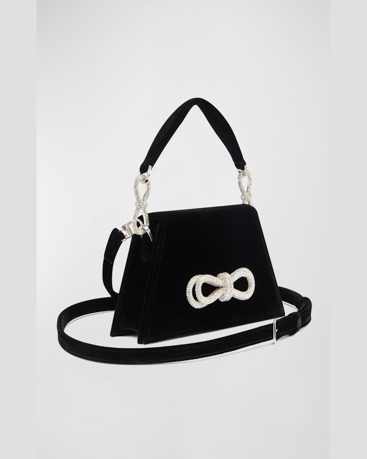 Mach&mach Samantha Embellished Bow Velvet Top-handle Bag In Black