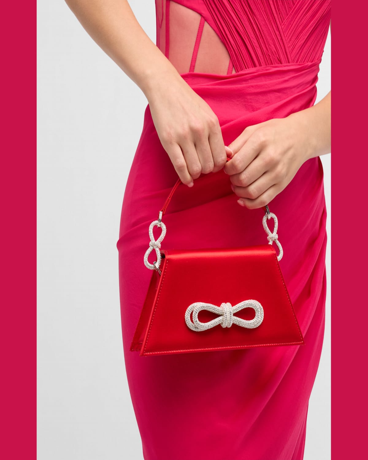 Mach&mach Samantha Double Bow Satin Top-handle Bag In Red