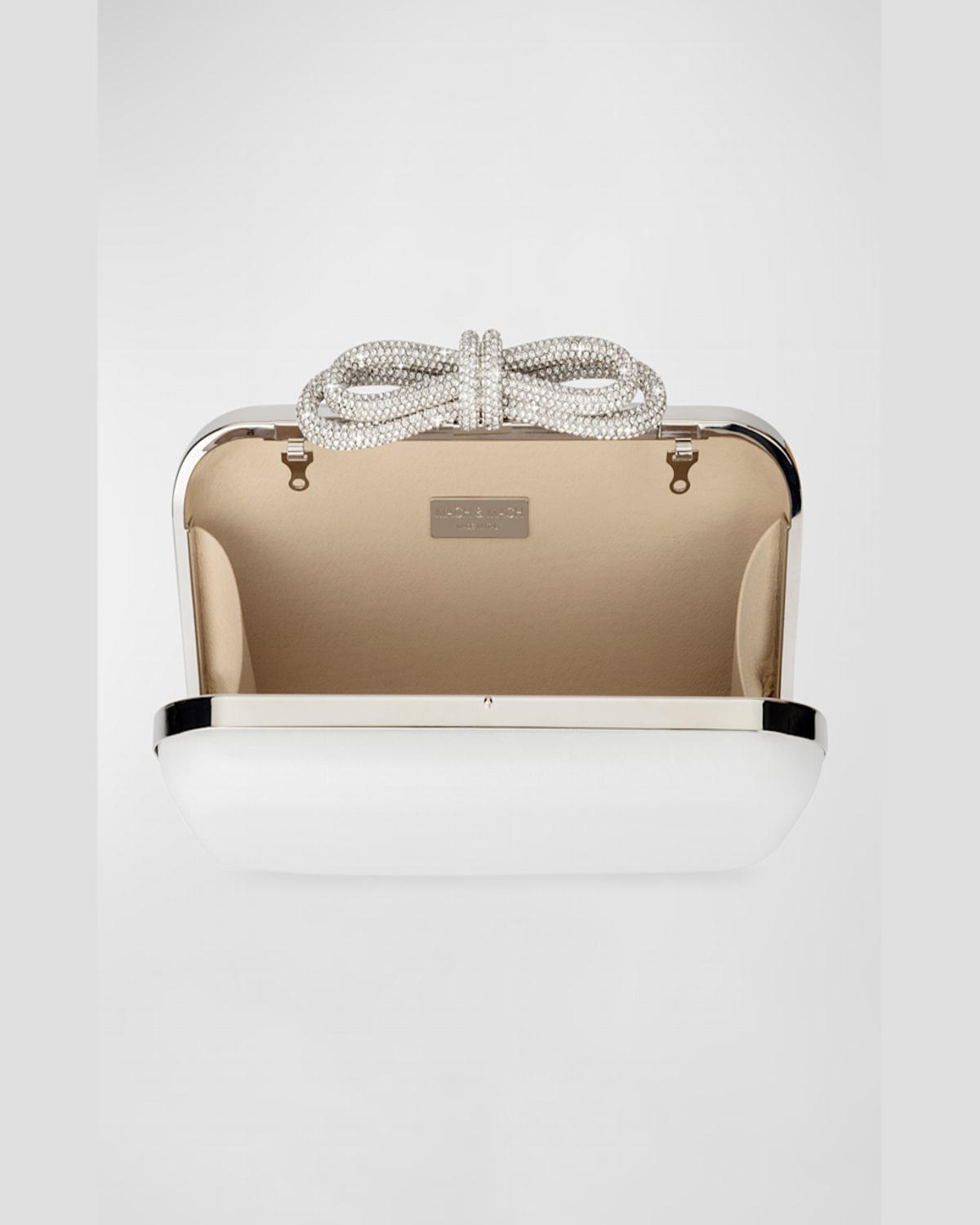 Mach&mach Embellished Bow Leather Clutch Bag In White