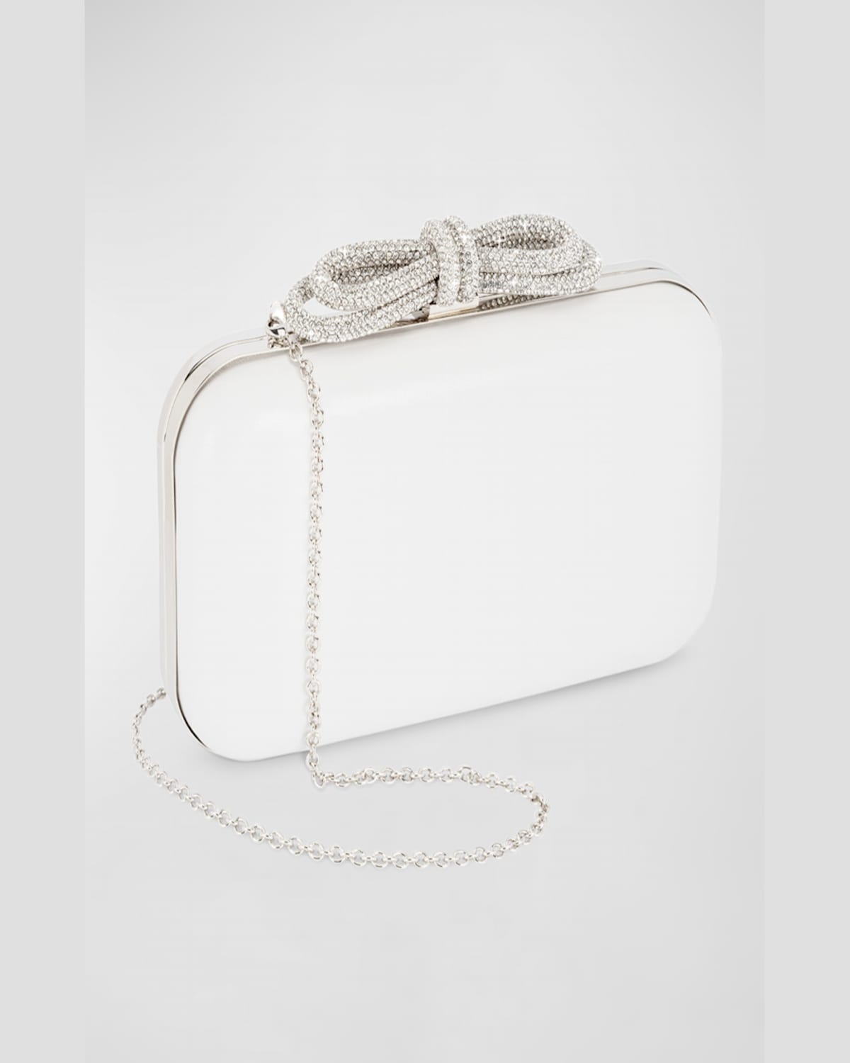Mach&mach Embellished Bow Leather Clutch Bag In White