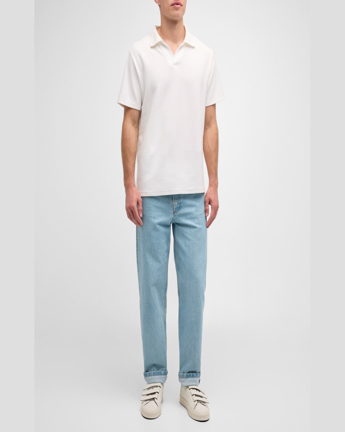 Frame Mens Jacquard Short-sleeve Cotton-jersey Polo Shirt Baby Blue Xl In Baby Blue