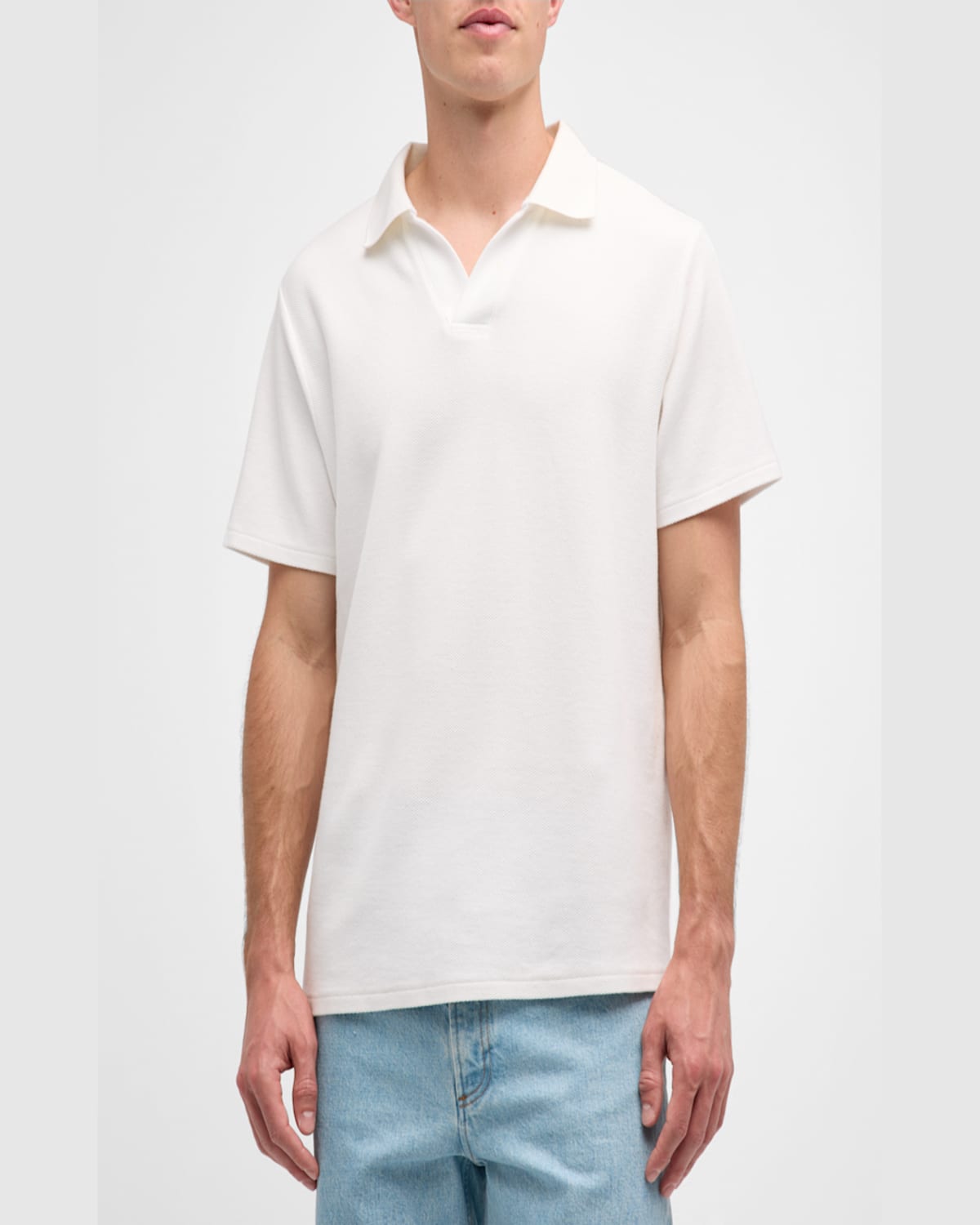 Frame Mens Jacquard Short-sleeve Cotton-jersey Polo Shirt Baby Blue Xl In Baby Blue