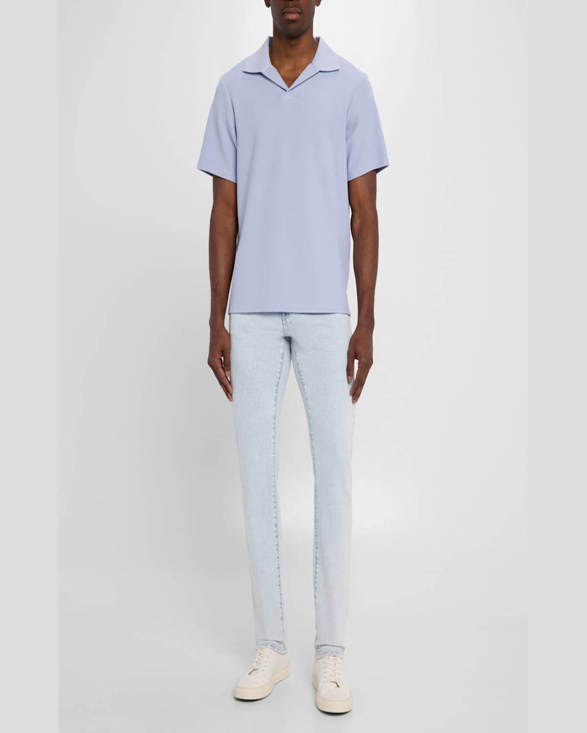 Frame Mens Jacquard Short-sleeve Cotton-jersey Polo Shirt Baby Blue Xl In Baby Blue
