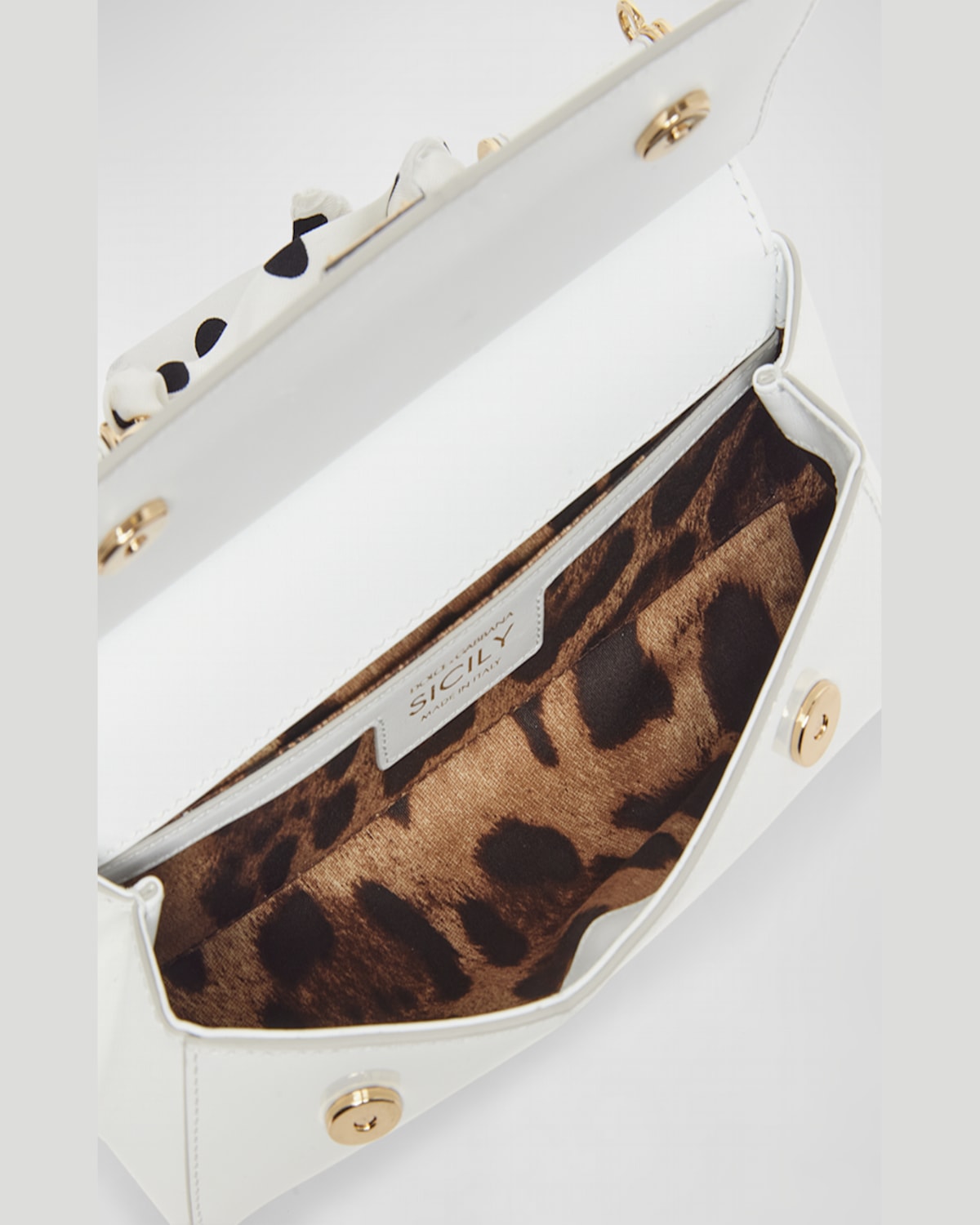 Dolce & Gabbana Sicily East-west Top-handle Bag With Polka-dot Scarf In White