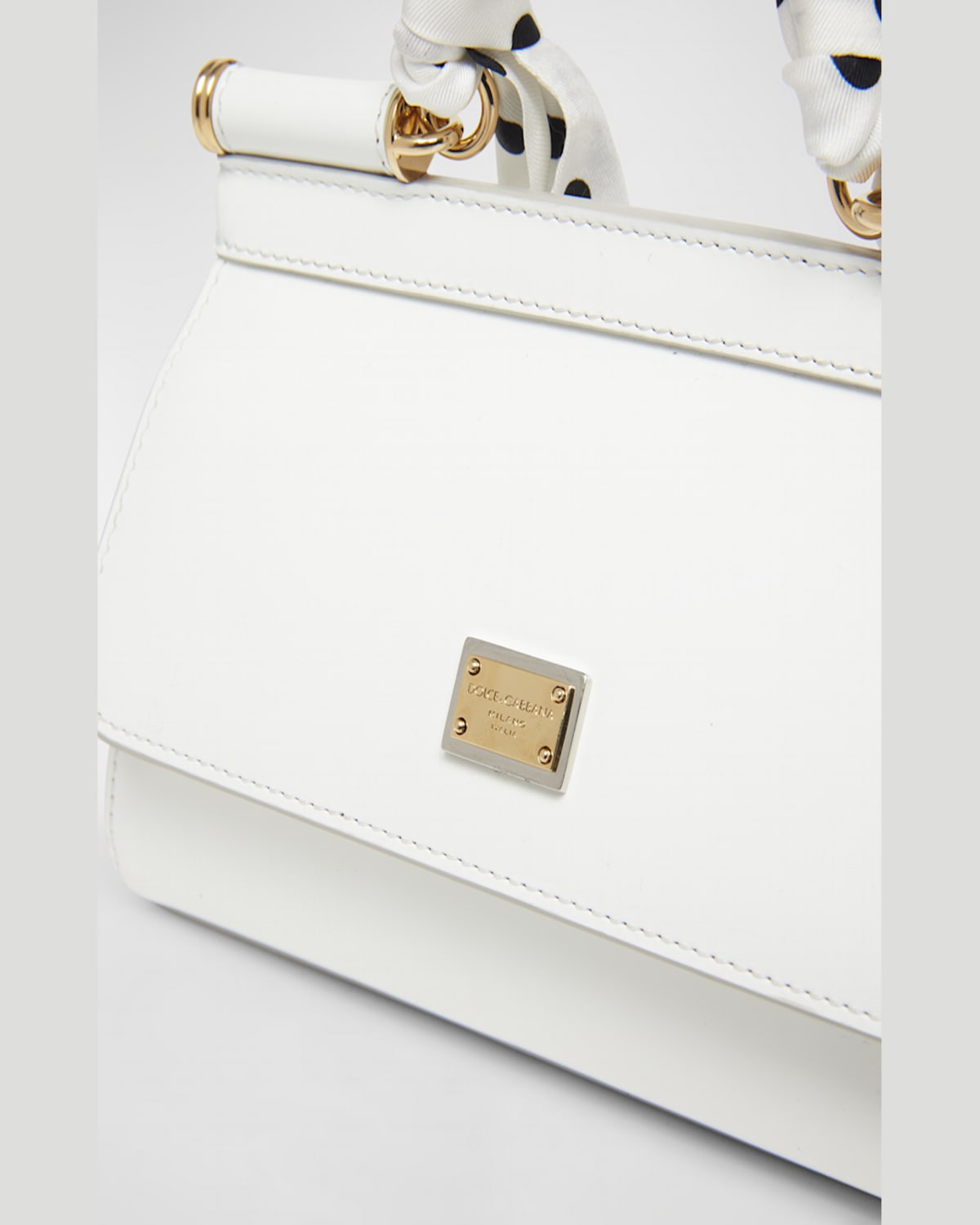 Dolce & Gabbana Sicily East-west Top-handle Bag With Polka-dot Scarf In White
