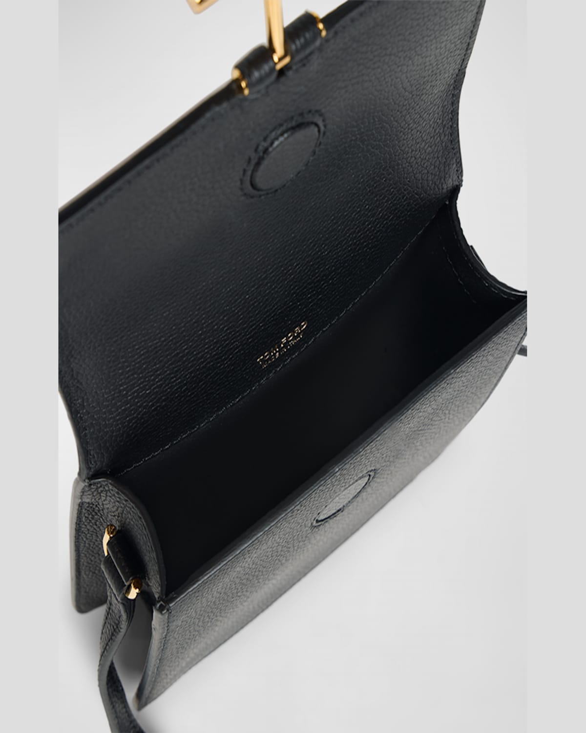 Tom Ford Tara Mini Crossbody Bag In Grain Leather In Black