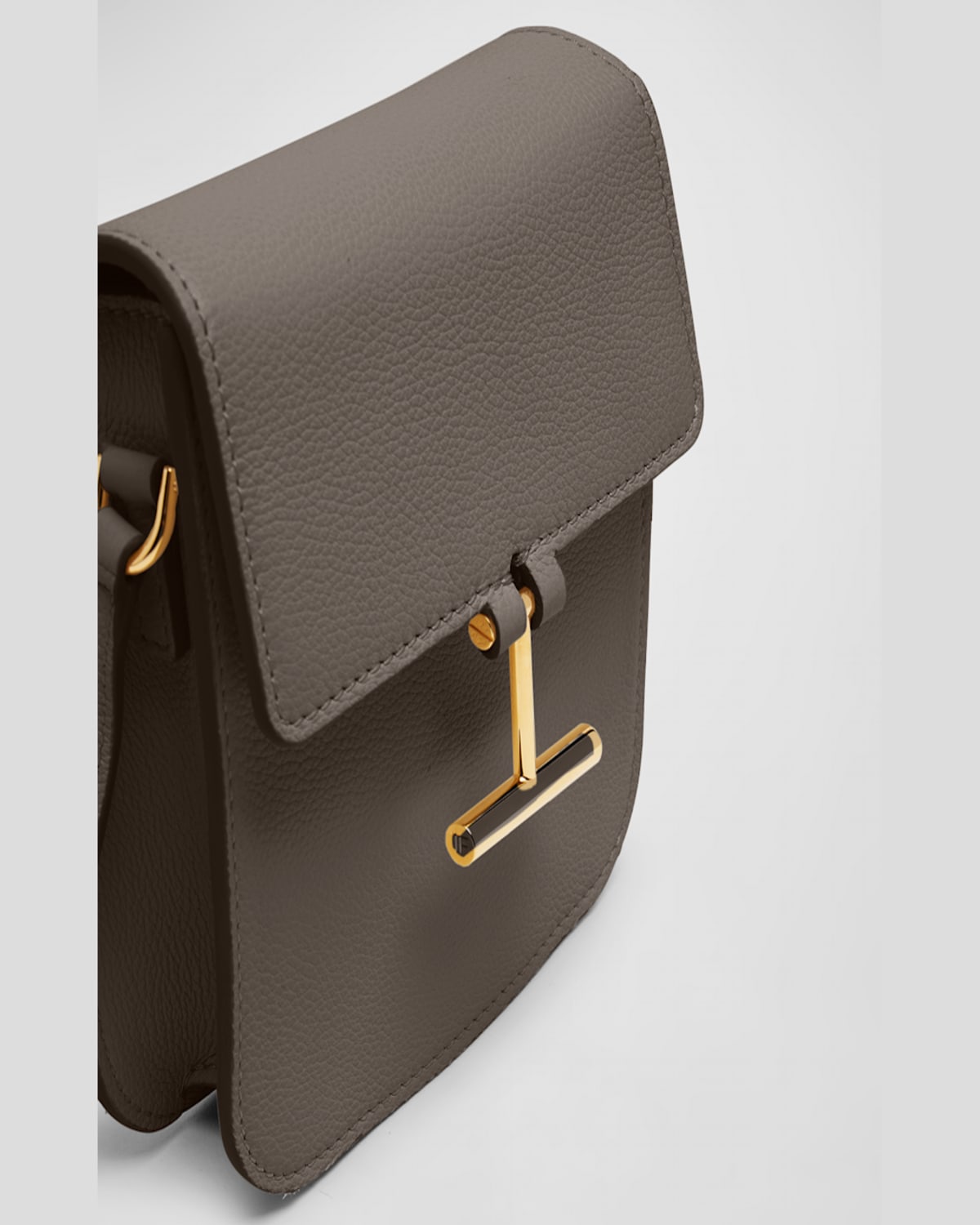 Tom Ford Tara Mini Crossbody Bag In Grain Leather In Greige