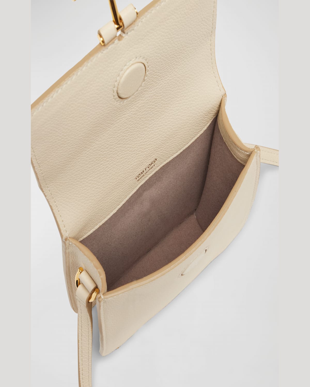 Tom Ford Tara Mini Crossbody Bag In Grain Leather In Cream