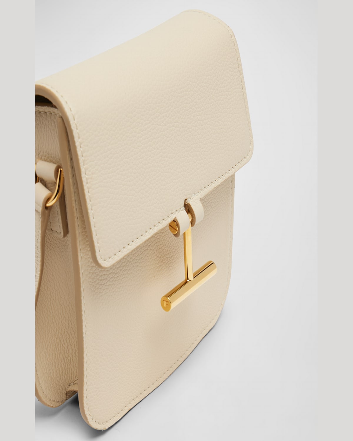 Tom Ford Tara Mini Crossbody Bag In Grain Leather In Cream
