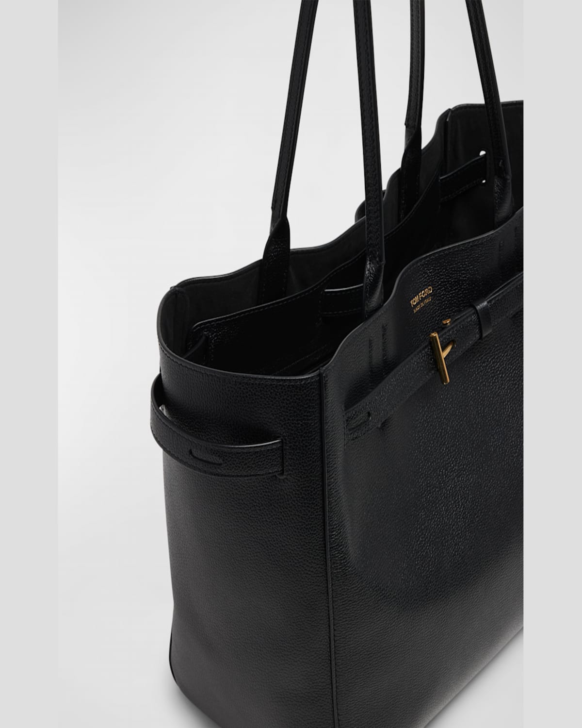 Tom Ford Audrey Medium Tote Bag In Grain Leather In Dark Khaki