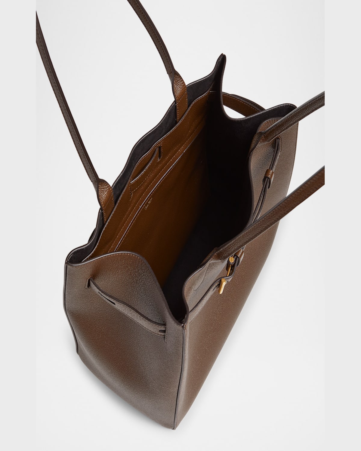 Tom Ford Audrey Medium Tote Bag In Grain Leather In Dark Khaki