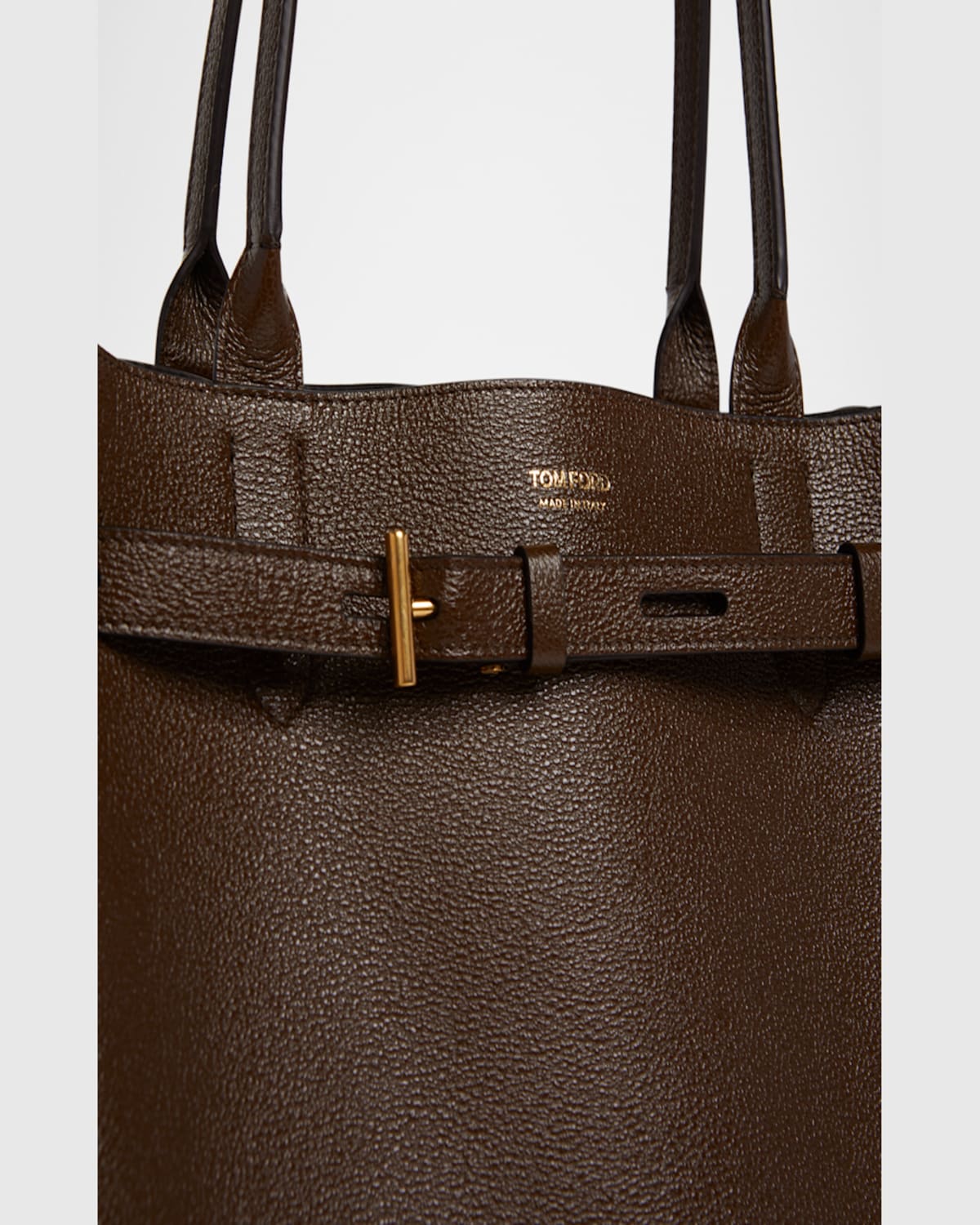 Tom Ford Audrey Medium Tote Bag In Grain Leather In Dark Khaki