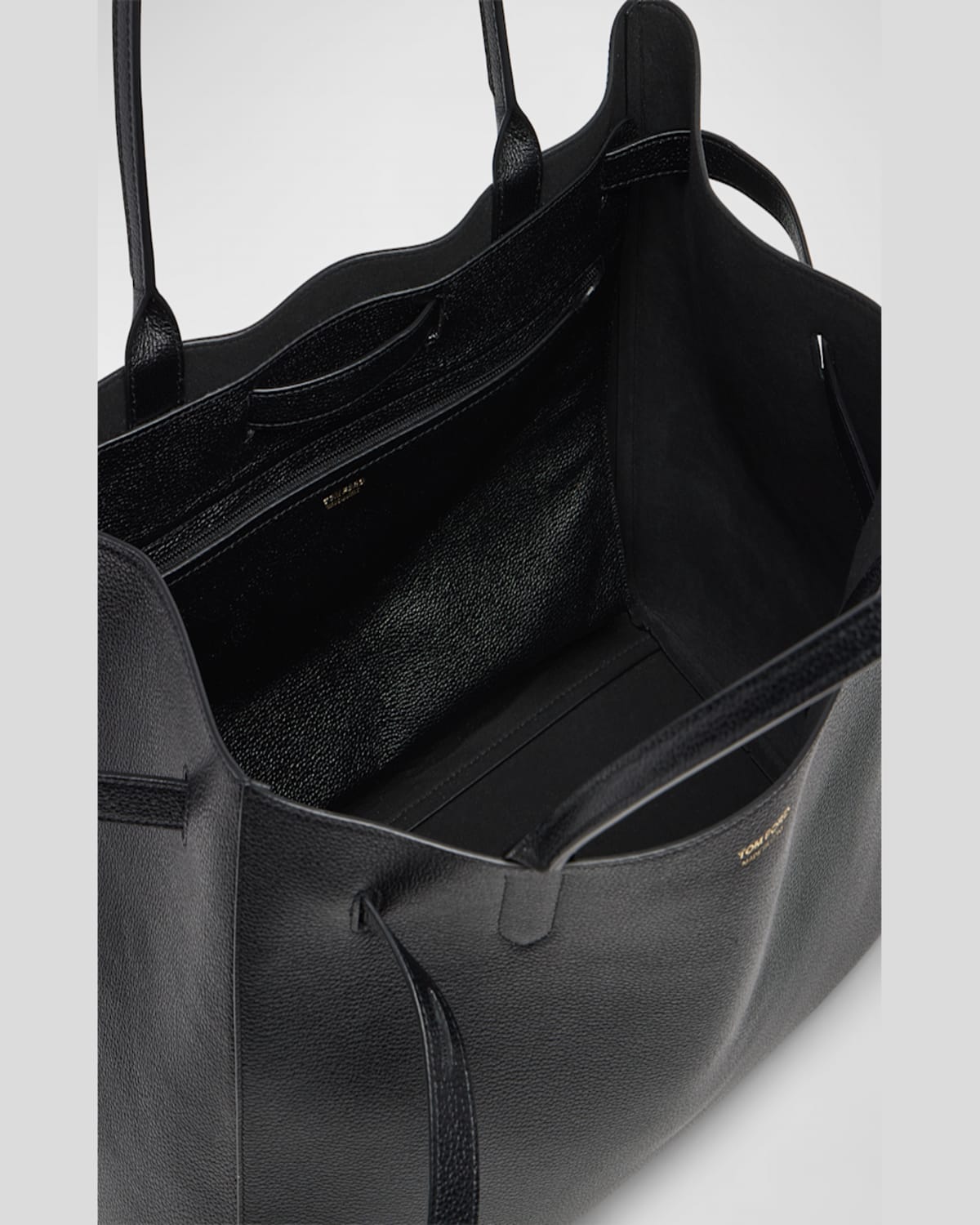Shop Tom Ford Audrey Large Tote Bag In Grain Leather In Dark Khaki