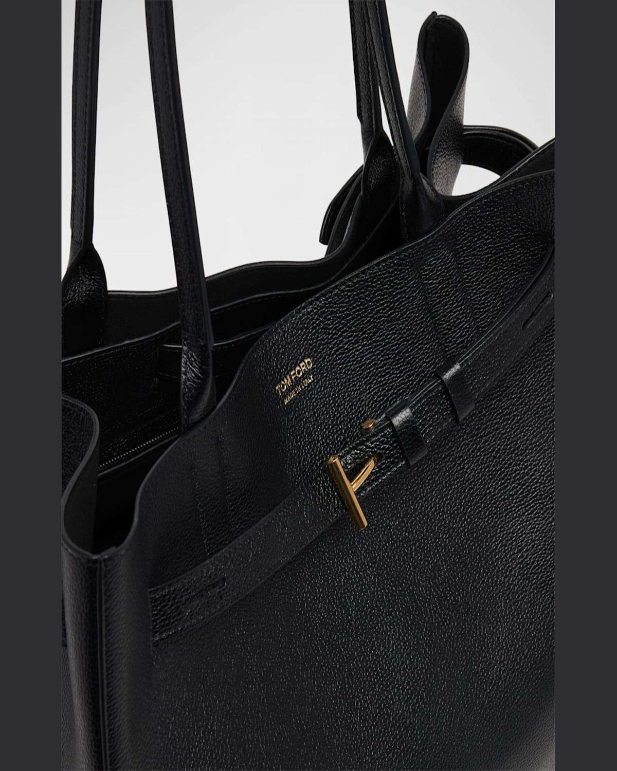 Shop Tom Ford Audrey Large Tote Bag In Grain Leather In Dark Khaki