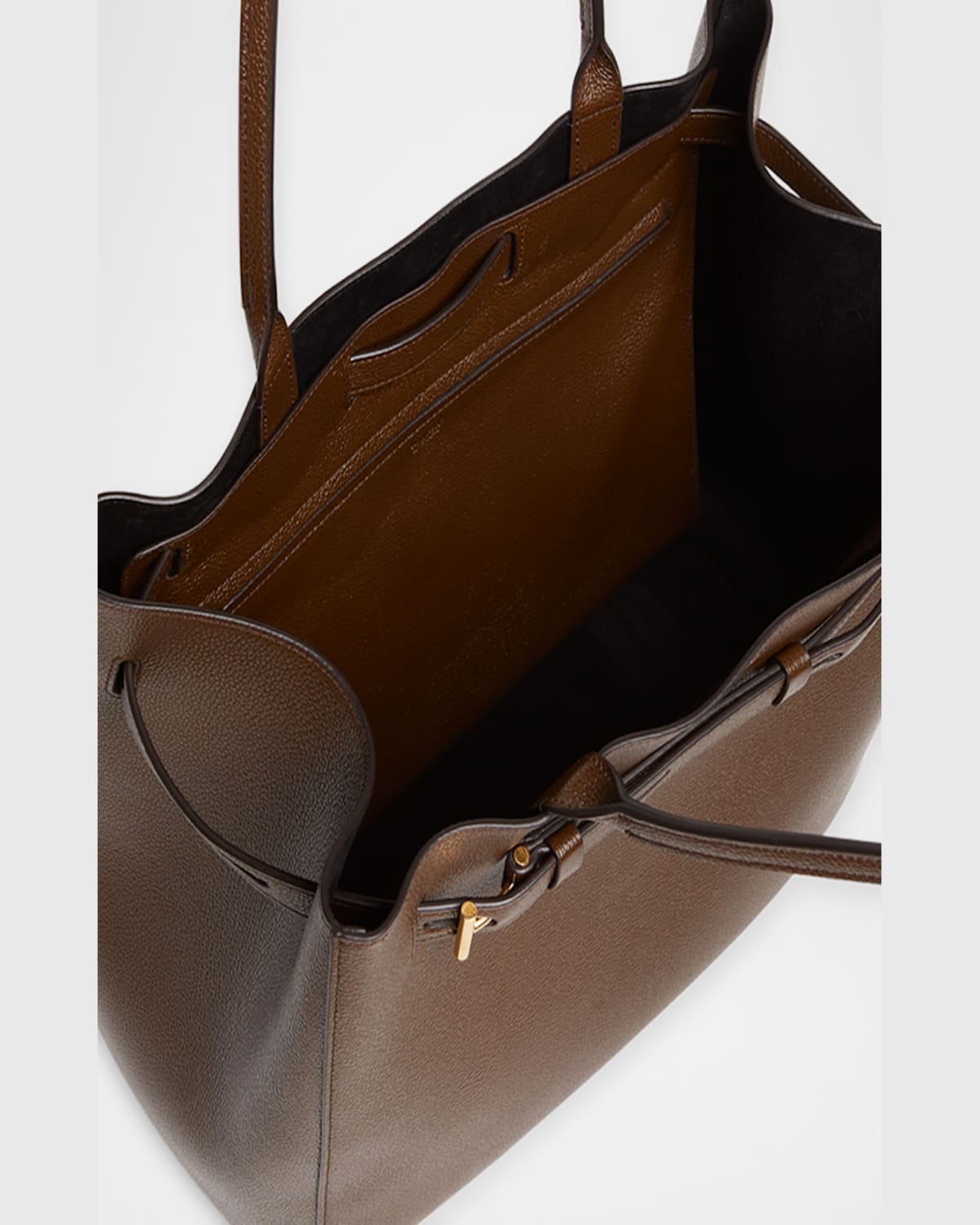 Shop Tom Ford Audrey Large Tote Bag In Grain Leather In Dark Khaki