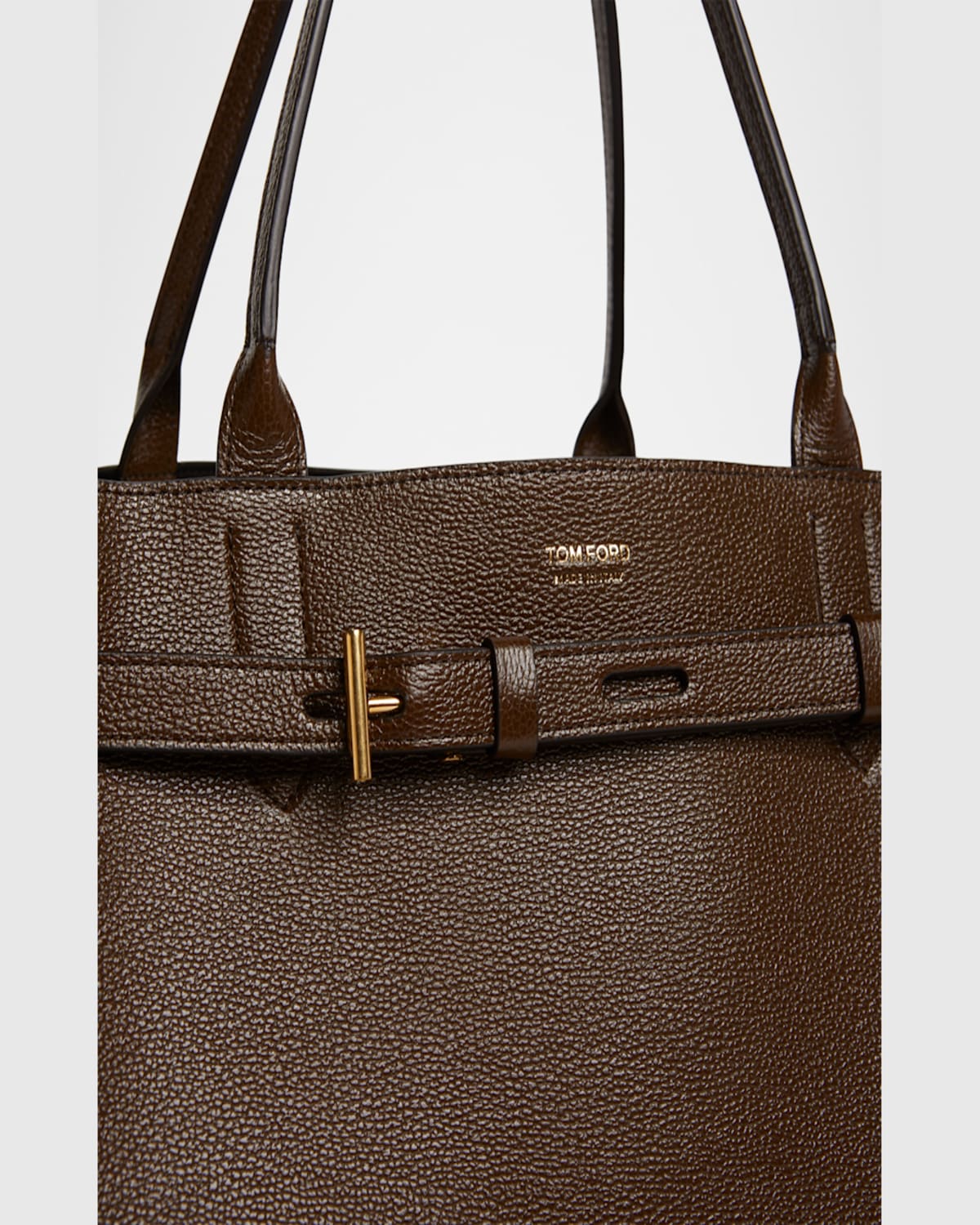 Shop Tom Ford Audrey Large Tote Bag In Grain Leather In Dark Khaki