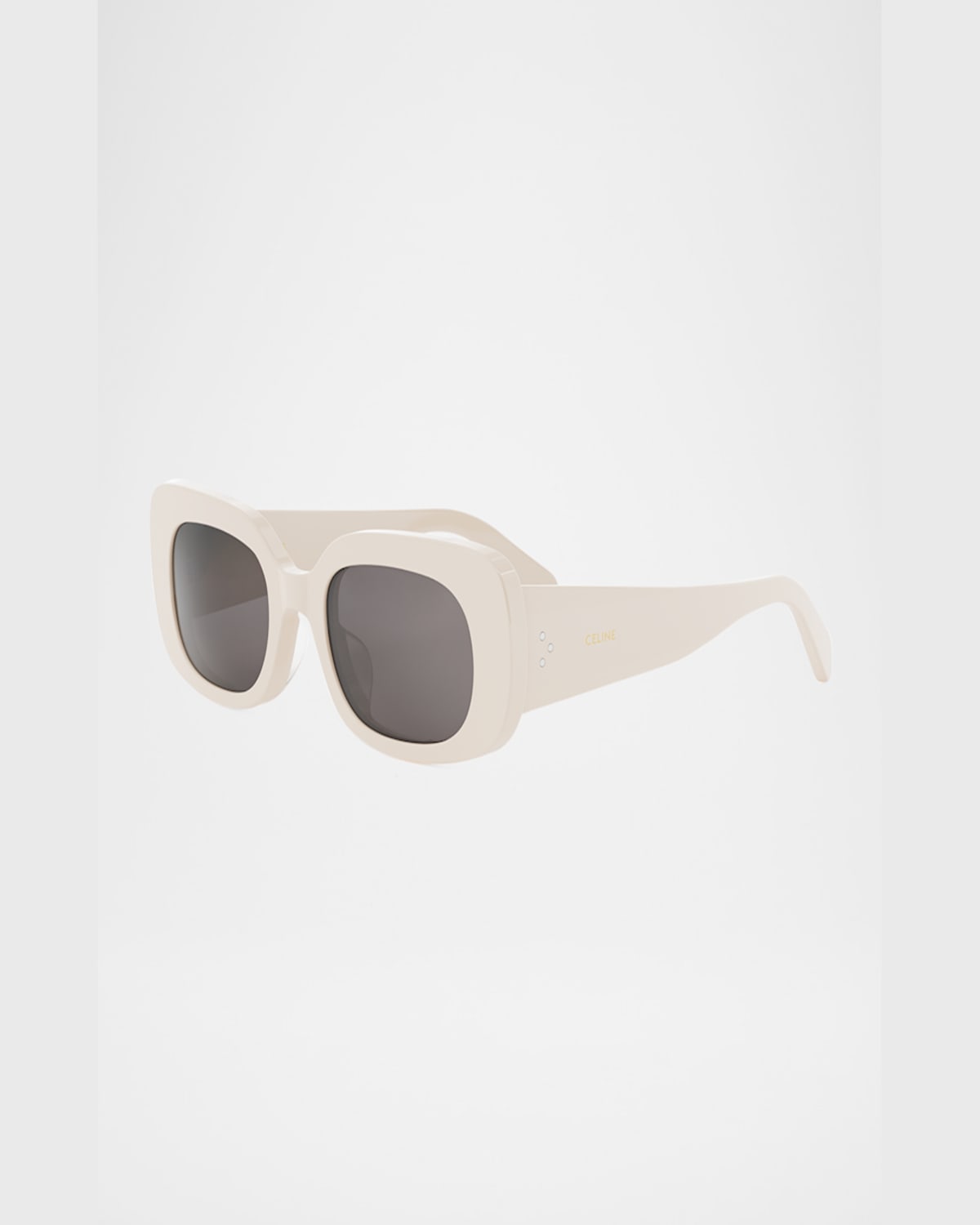 Celine Bold 3 Dots Acetate Rectangle Sunglasses In Ivory Smoke