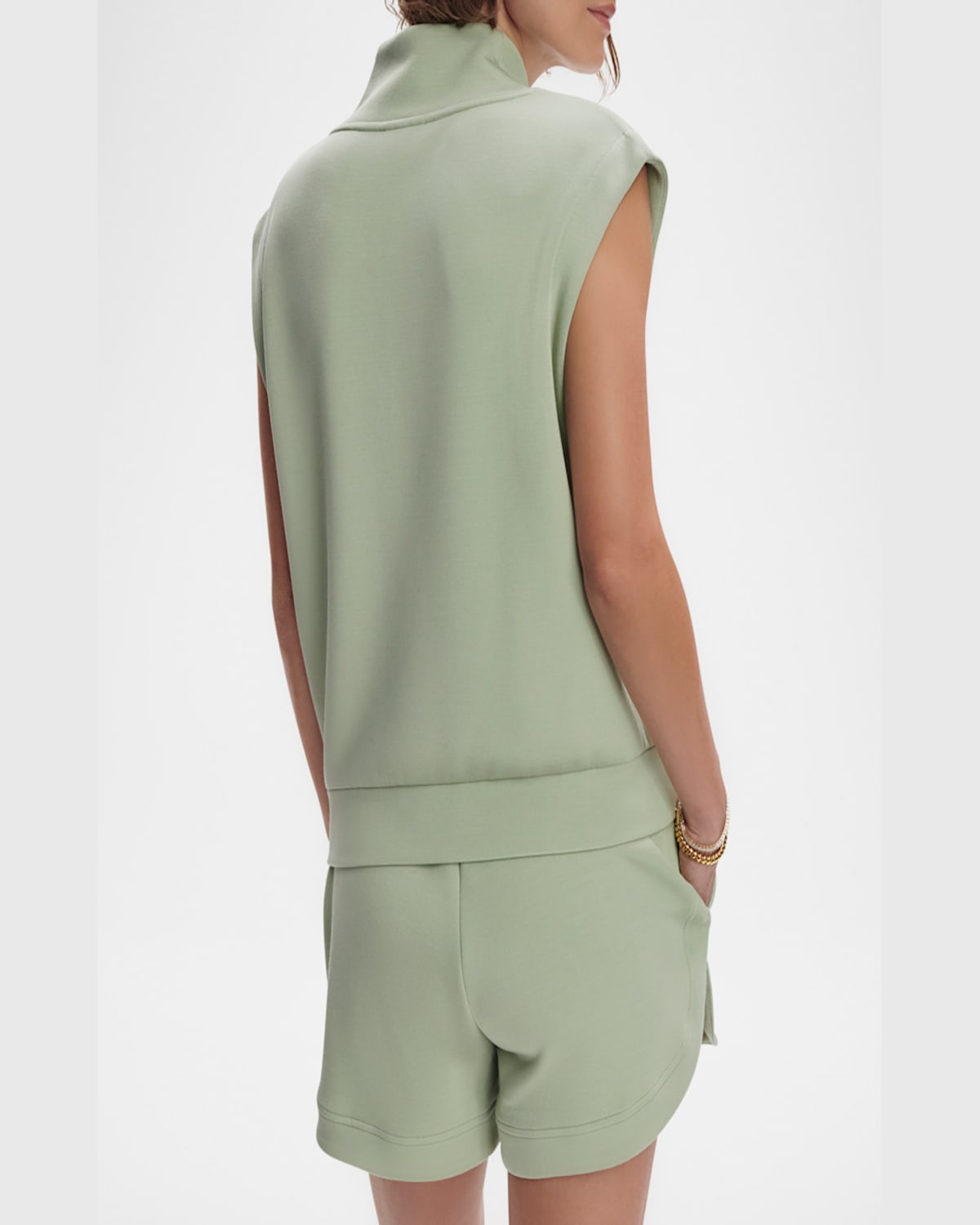 Varley Loretta Half-zip Sleeveless Sweatshirt In Snow Sage