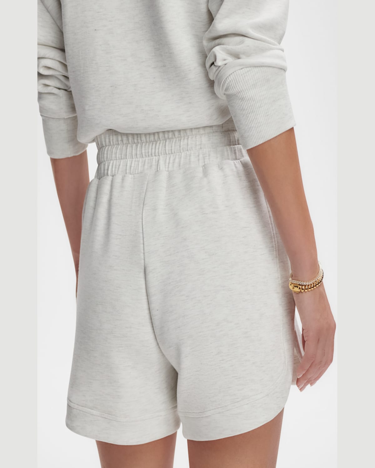 Varley Ollie High Waist Sweat Shorts In Ivory Marl