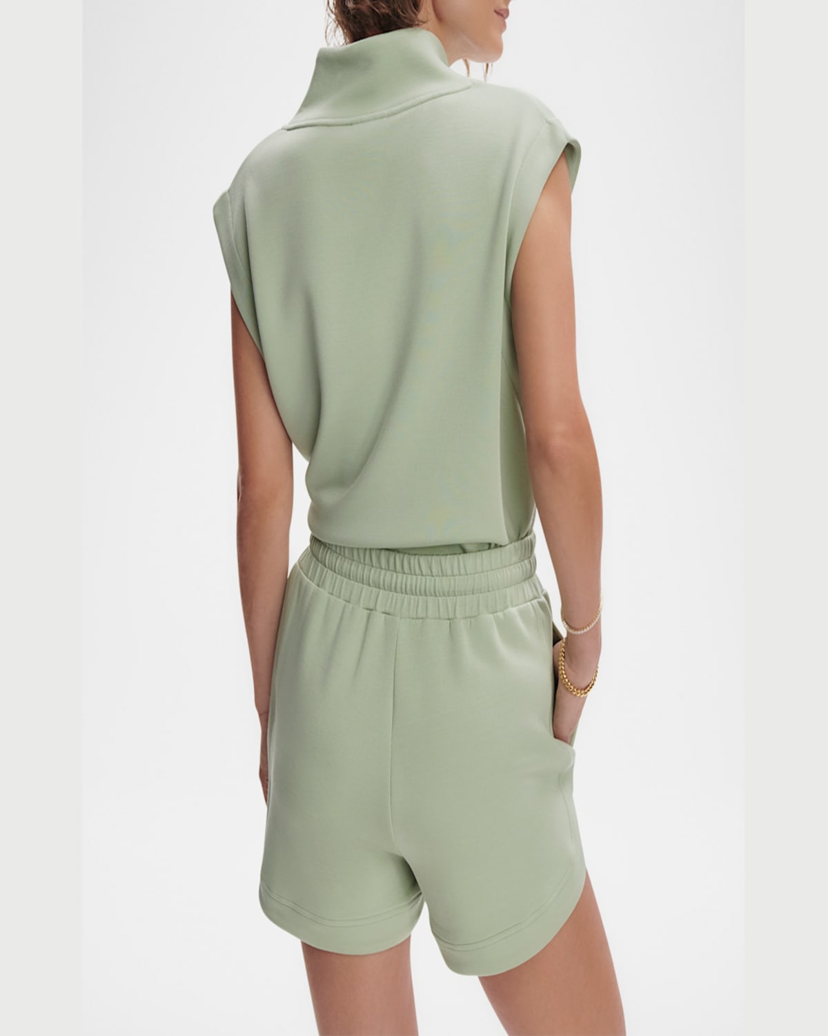 Shop Varley Ollie High-rise Shorts In Snow Sage