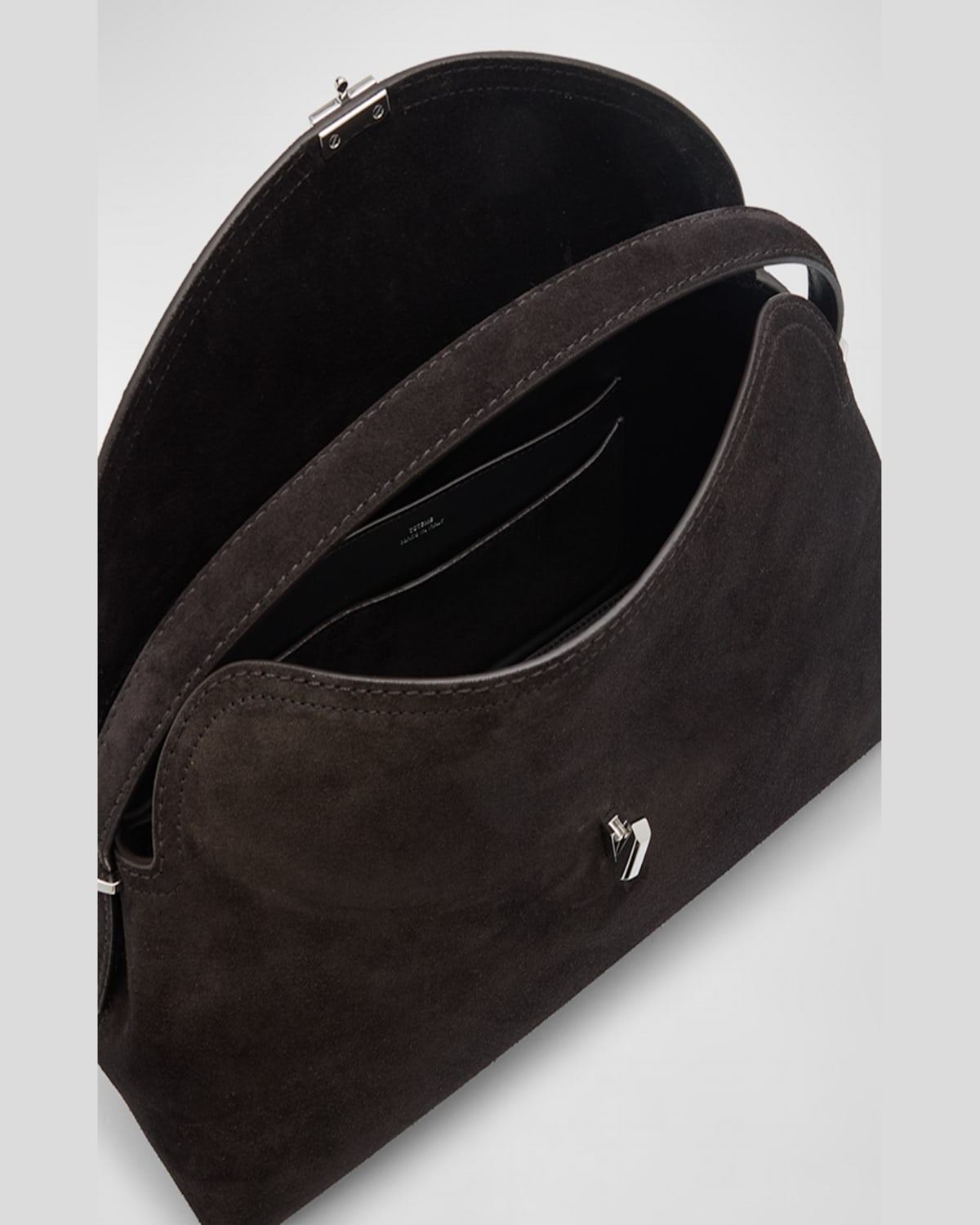 Totême T-lock Suede Top-handle Bag In Espresso