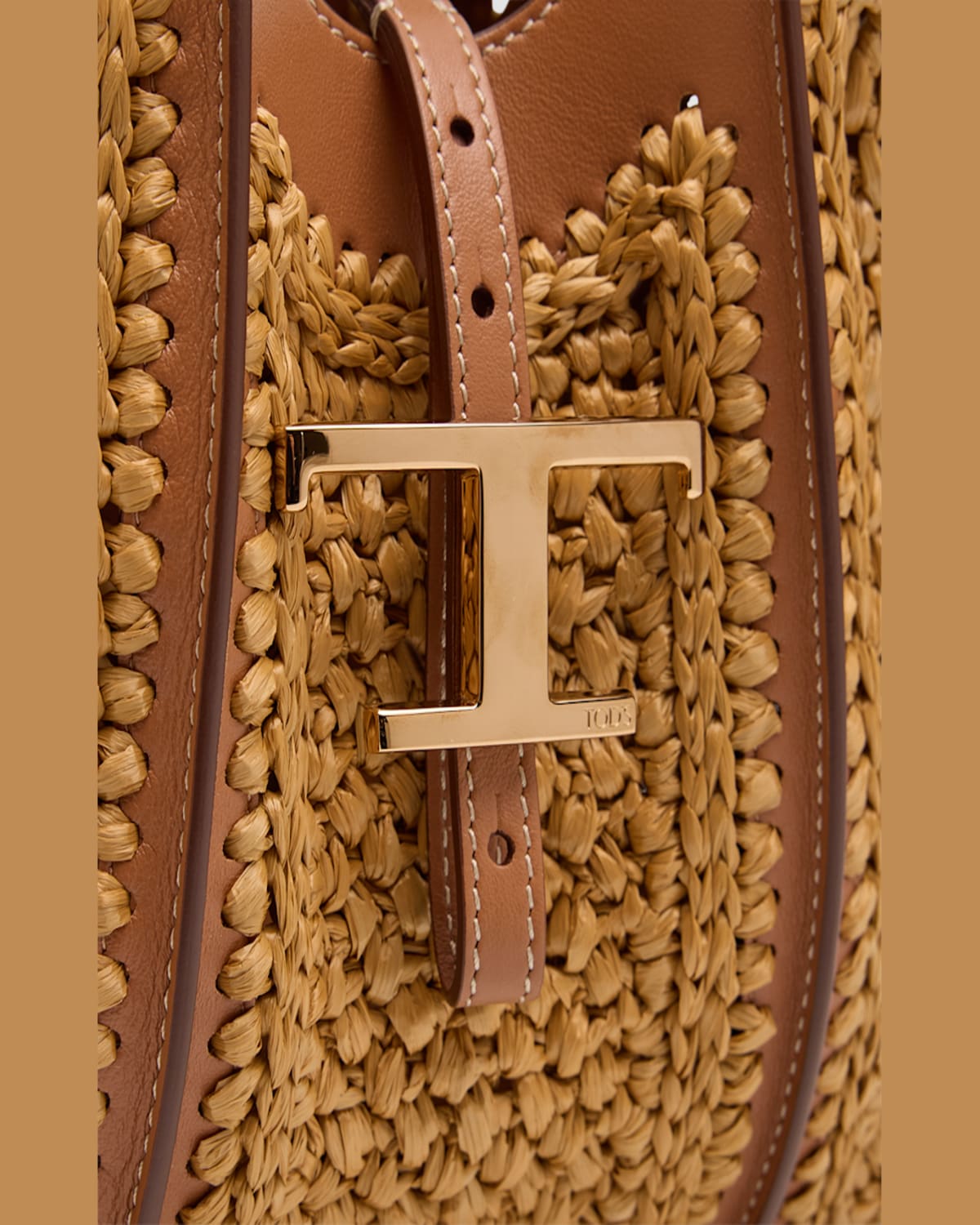 Tod's Mini Crochet Shopping Top-handle Bag In Naturale