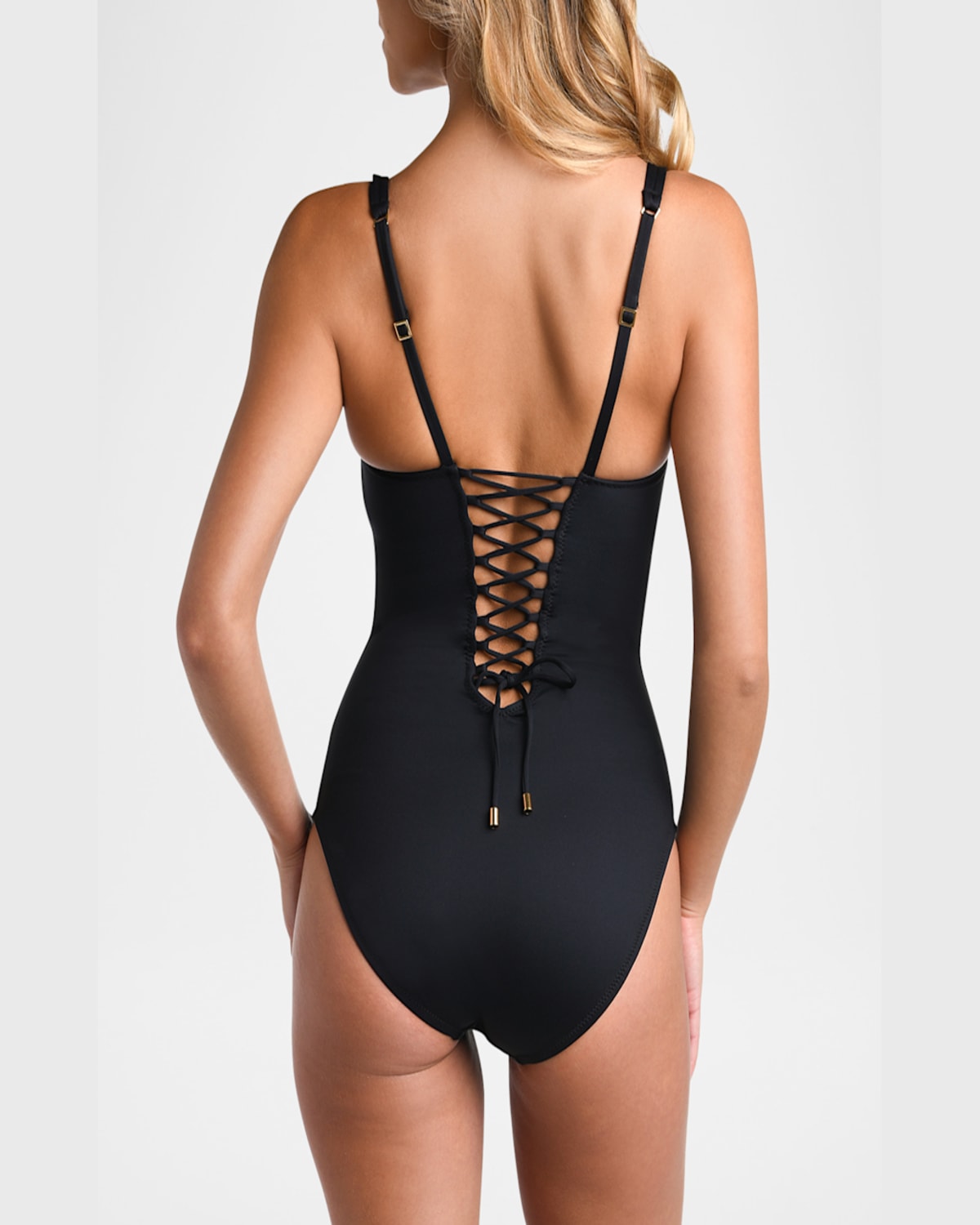 La Blanca Plus Size Lb Luxe Square-neck One-piece Swimsuit In Black
