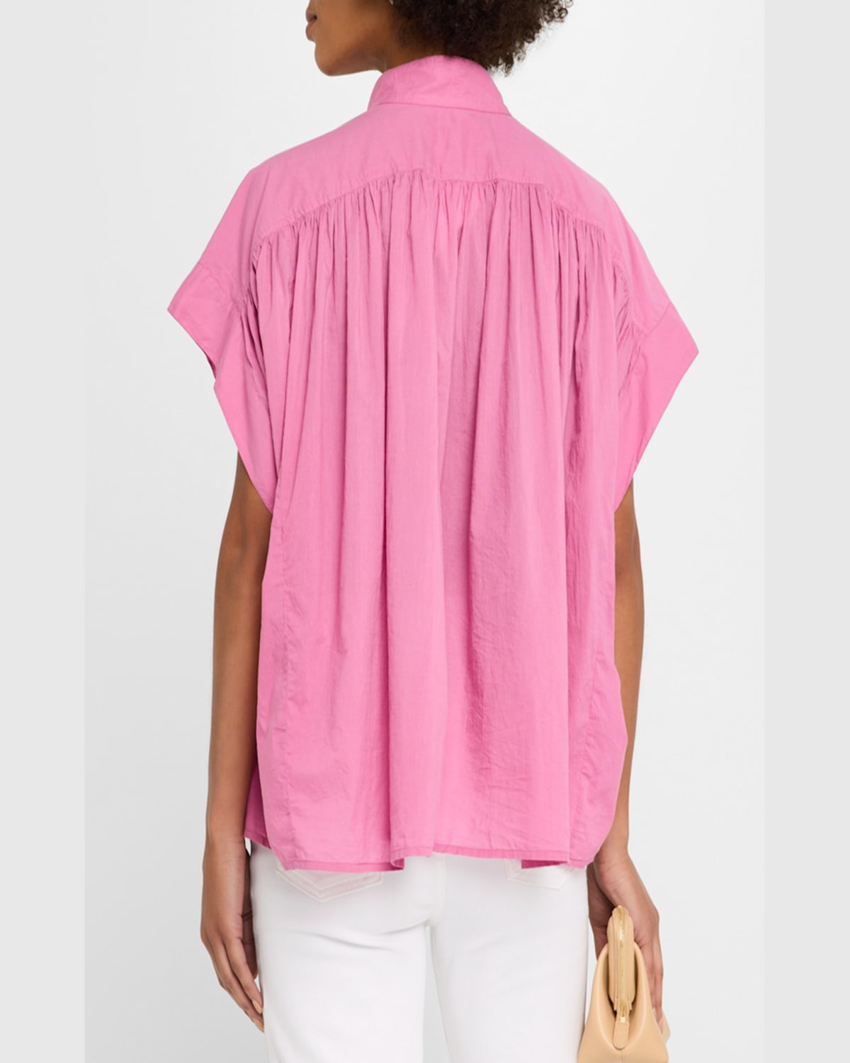 Vanessa Bruno Cory Ruched Cotton Voile Shirt In Malaga