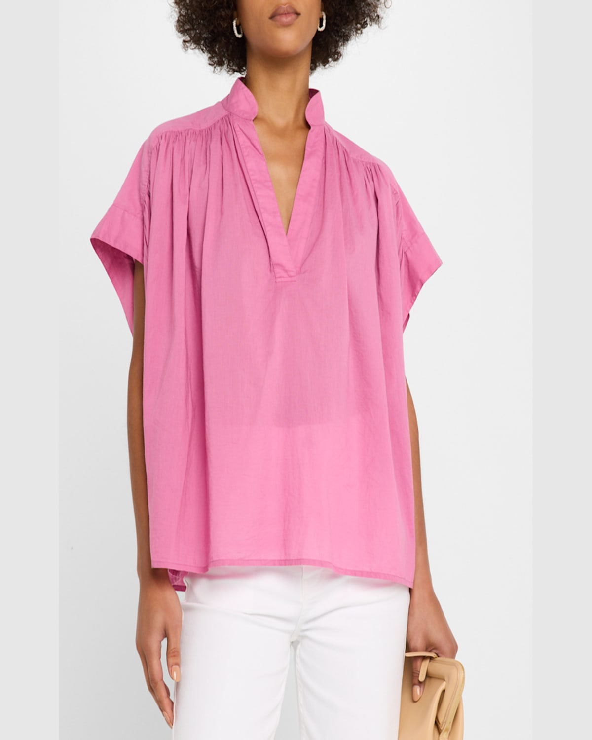 Vanessa Bruno Cory Ruched Cotton Voile Shirt In Malaga