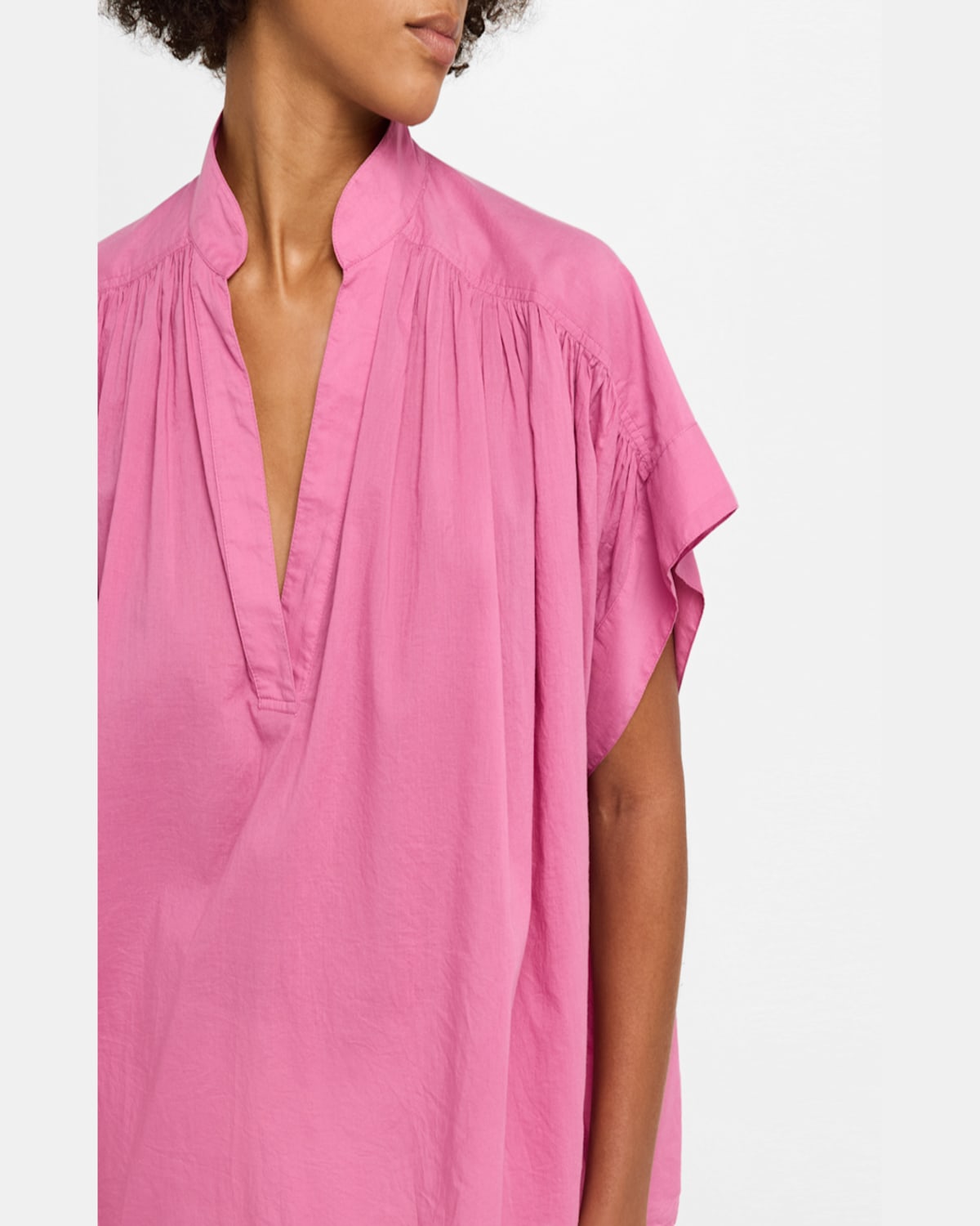 Vanessa Bruno Cory Ruched Cotton Voile Shirt In Malaga