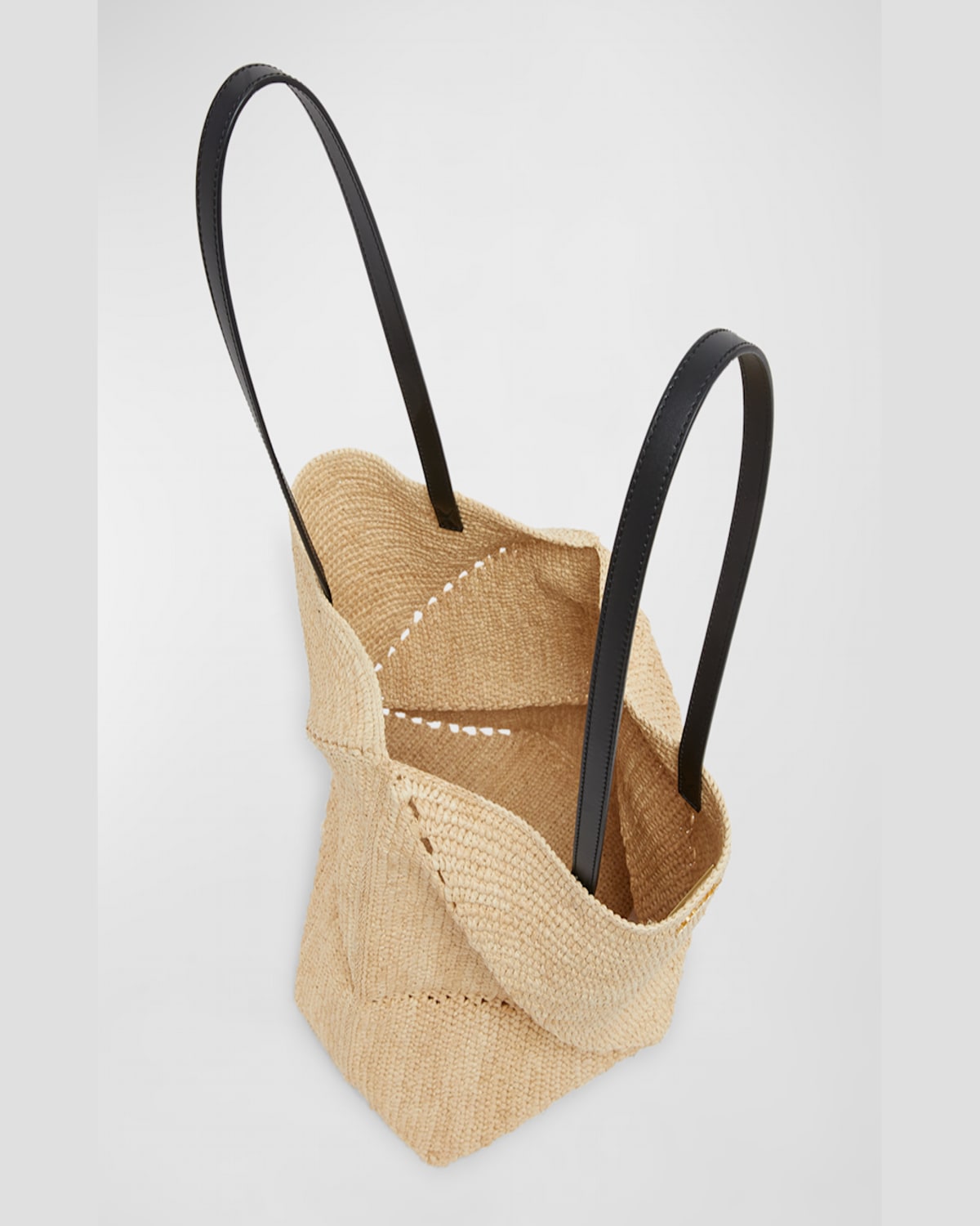 Loewe X Paula's Ibiza Medium Puzzle Fold Tote Bag In Raffia With Leather Handles In Natural