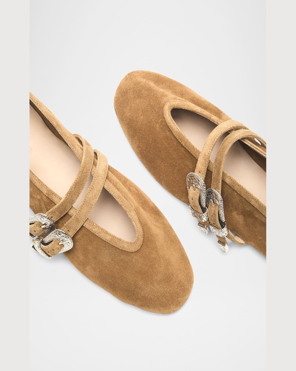 LE MONDE BERYL CLAUDIA SUEDE WESTERN BUCKLE BALLERINA FLATS 