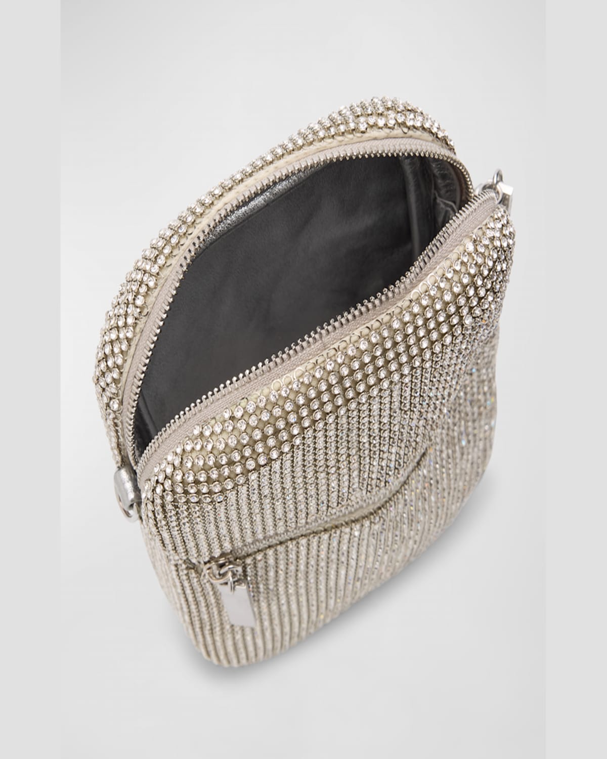 Whiting & Davis Zip Crystal Crossbody Bag In Pewter - Crystal