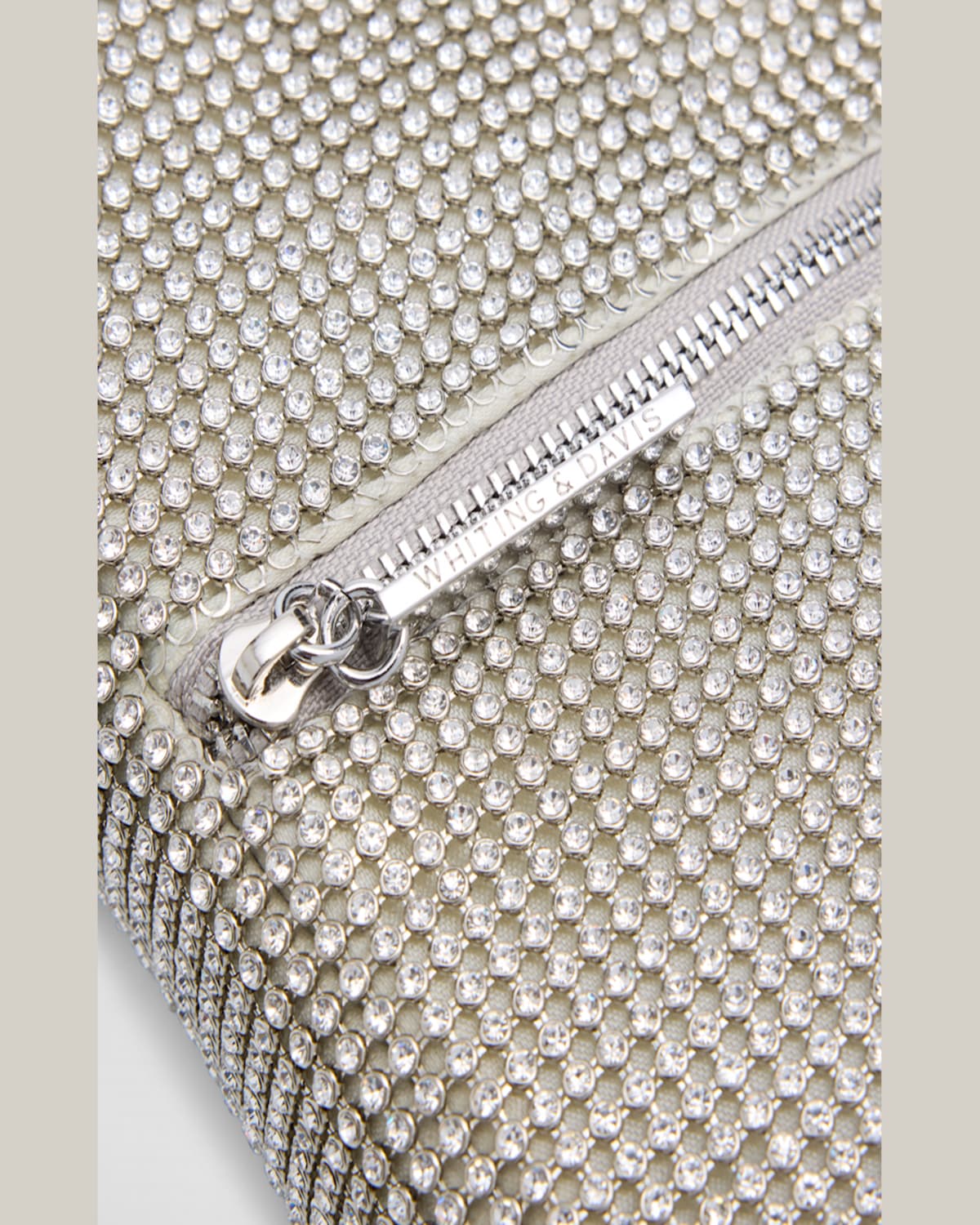 Whiting & Davis Zip Crystal Crossbody Bag In Pewter - Crystal