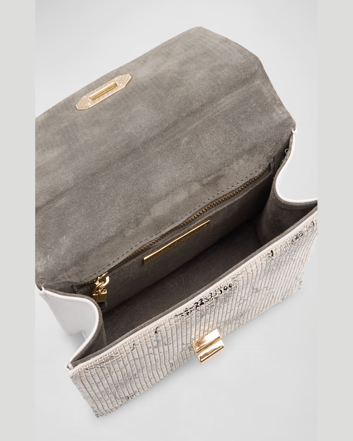Whiting & Davis Mesh Floral Suede Shoulder Bag In White And Black