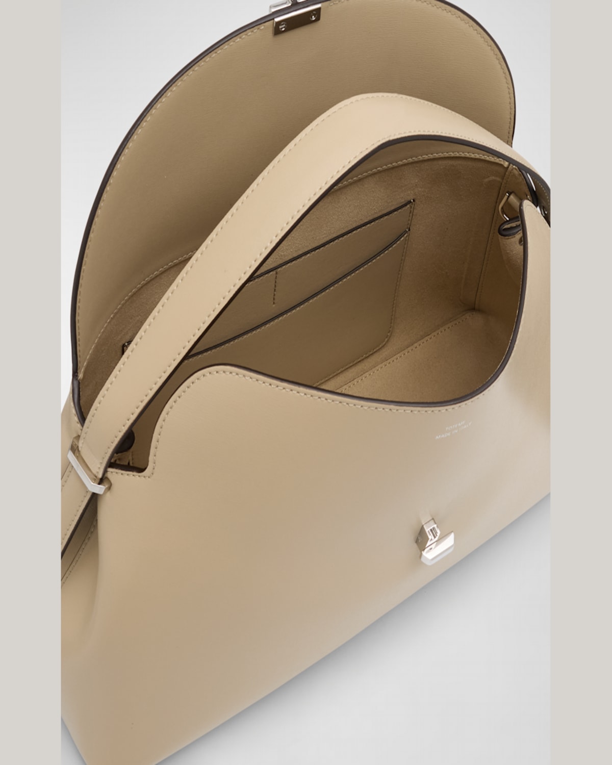 Totême T-lock Leather Top-handle Bag In Fawn