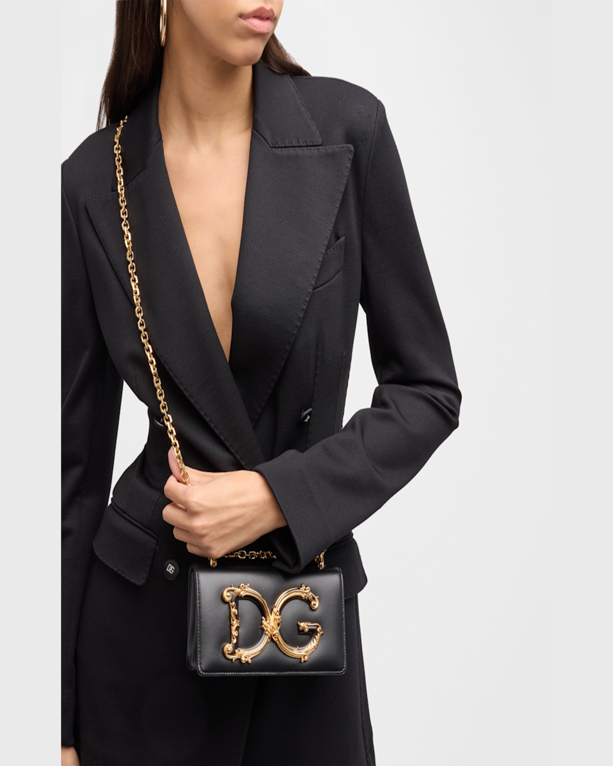 Dolce & Gabbana Barocco Phone Leather Crossbody Bag In Nero