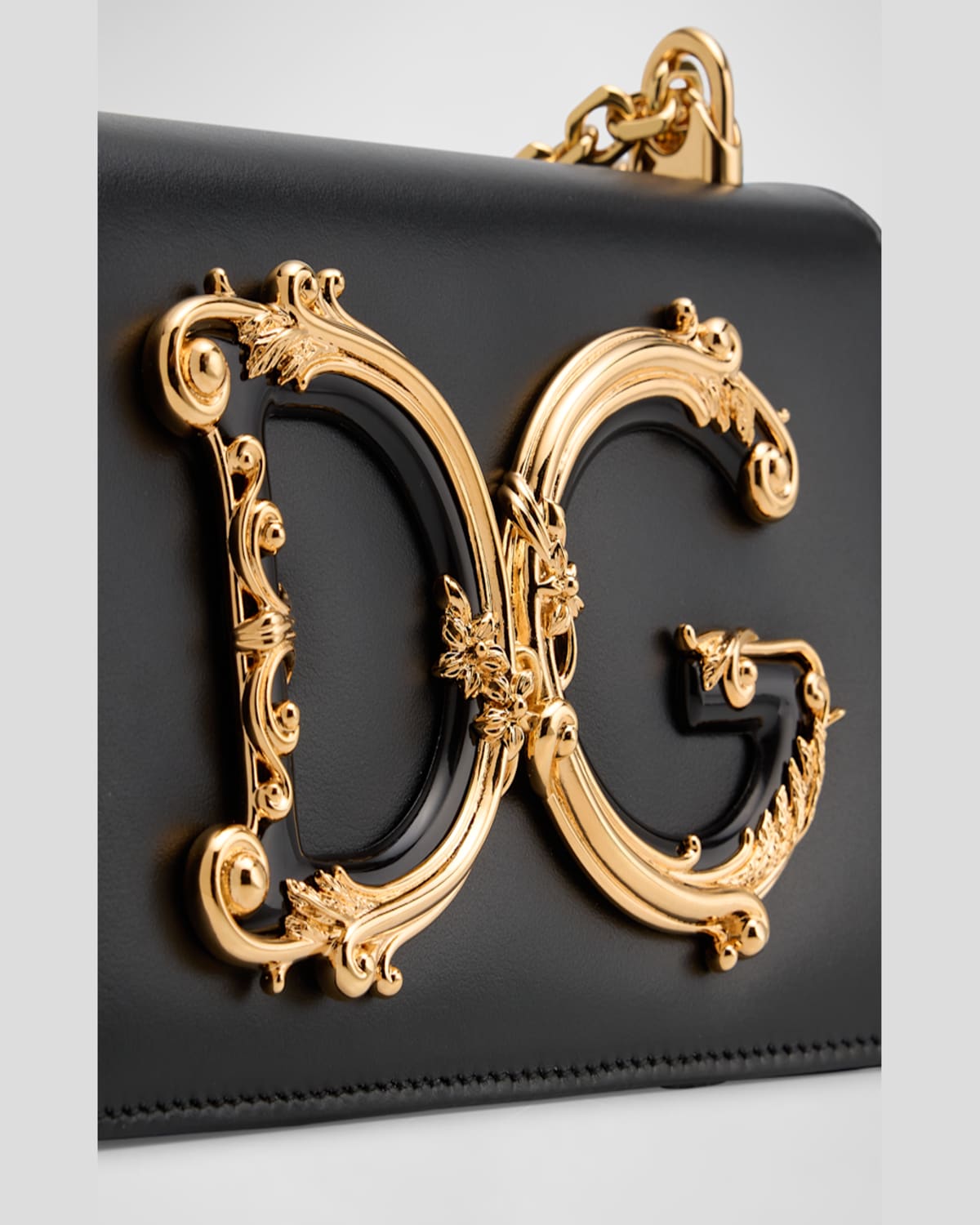 Dolce & Gabbana Barocco Phone Leather Crossbody Bag In Nero