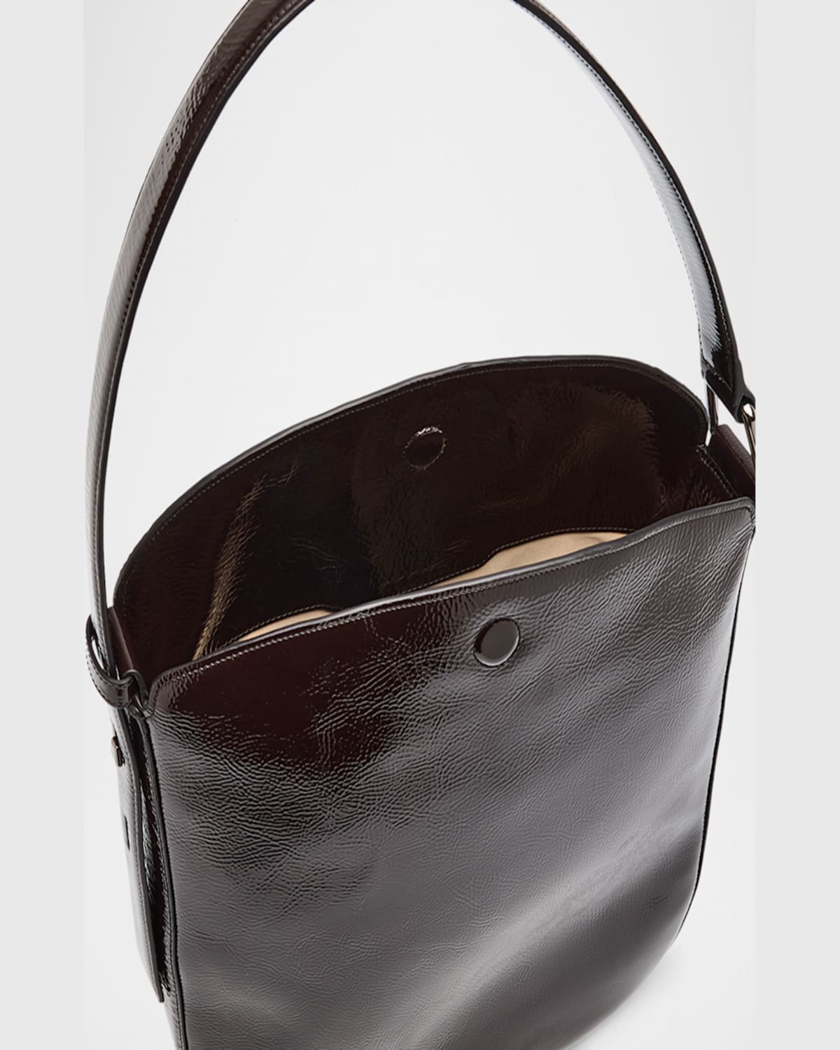 AKRIS ANNA MEDIUM LACQUERED LEATHER HOBO BAG 