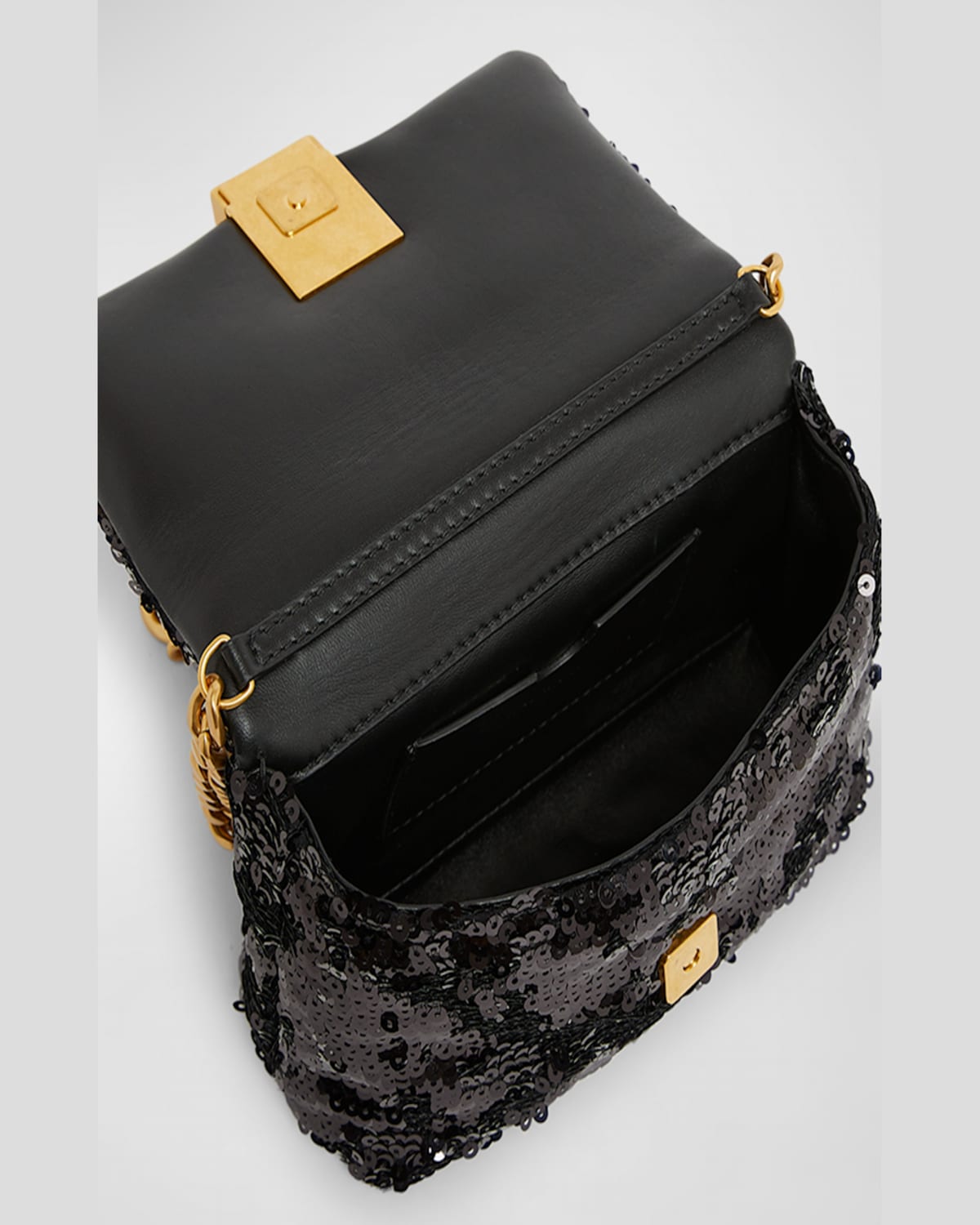 Balmain 1945 Mini Shoulder Bag In Sequin Leather In Noir