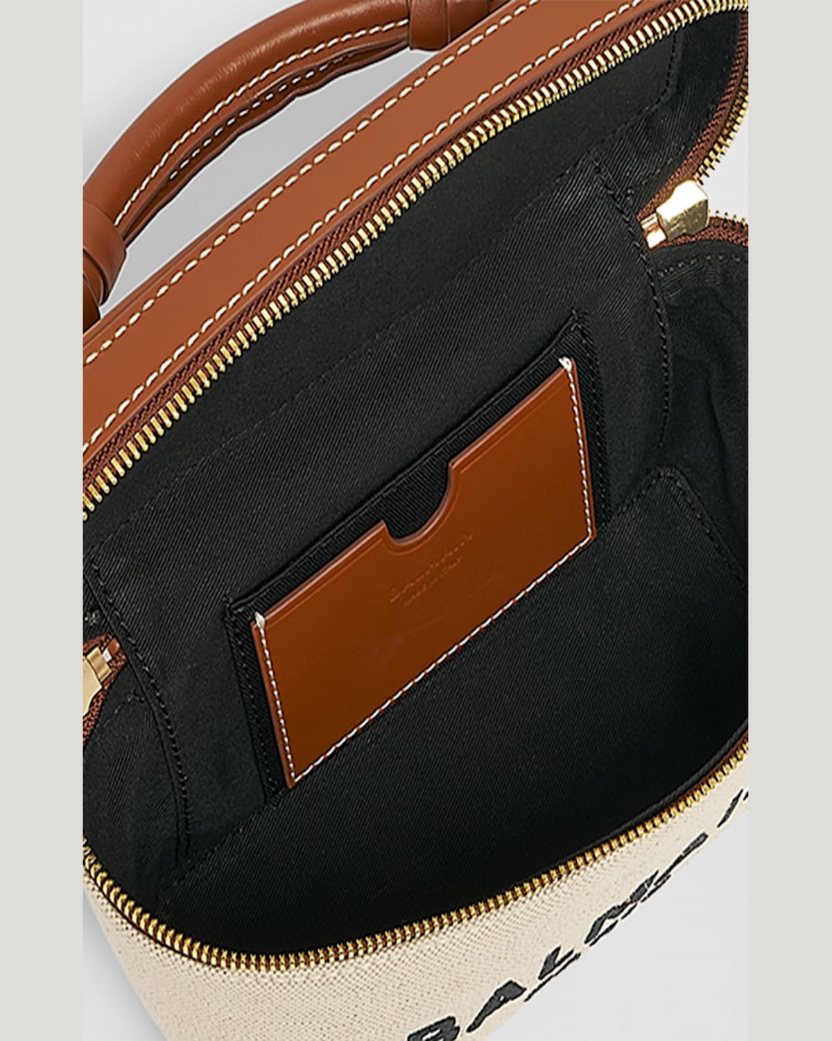 Balmain B Army Vanity Top-handle Bag In Canvas In Naturel/marron