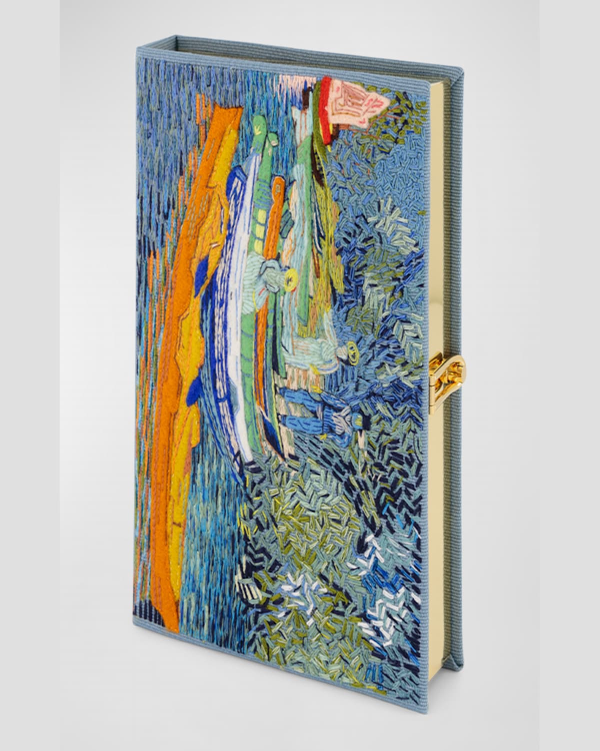 Olympia Le-tan Van Gogh Bank Of Oise Book Clutch Bag In Lagune