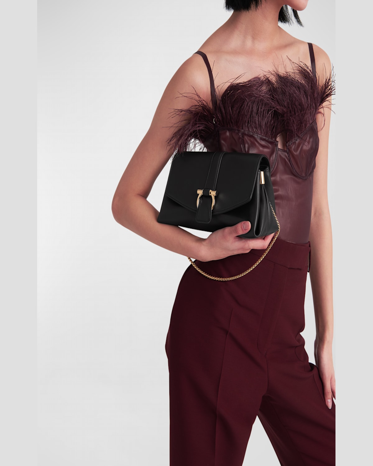 FERRAGAMO F-SHOW SMALL FLAP SHOULDER BAG 