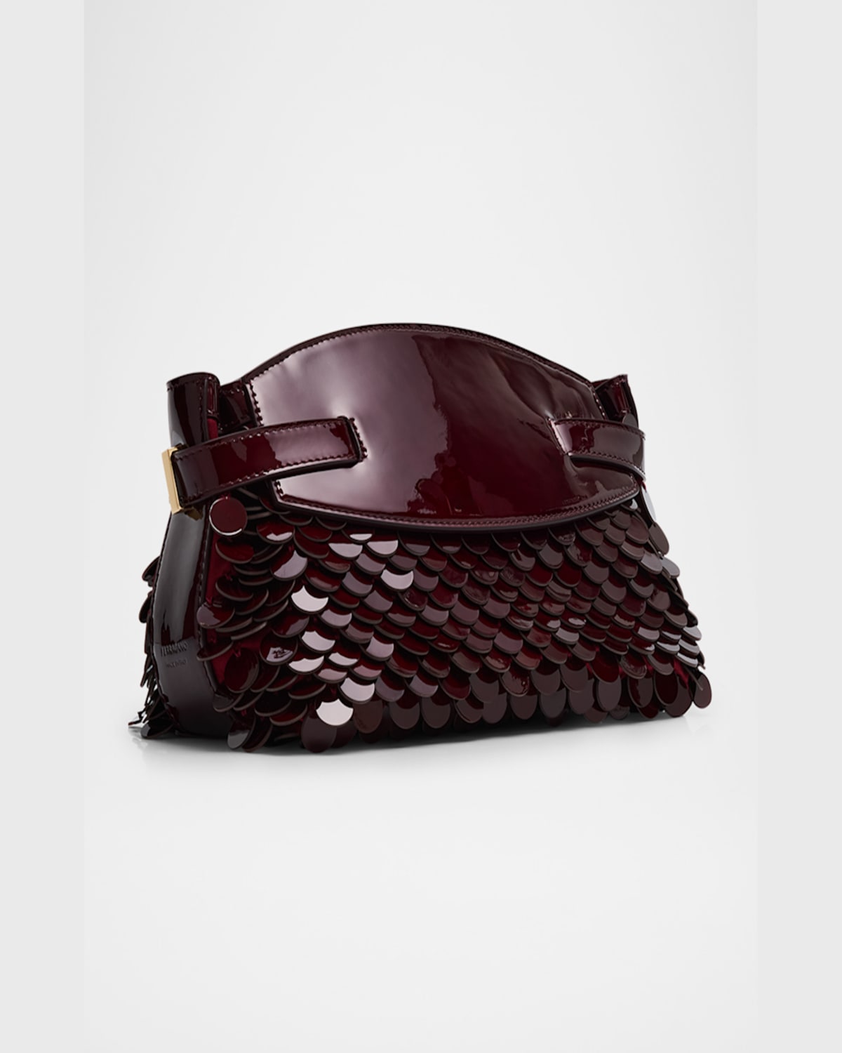 FERRAGAMO HUG SMALL SEQUINED LEATHER POUCH CLUTCH BAG 