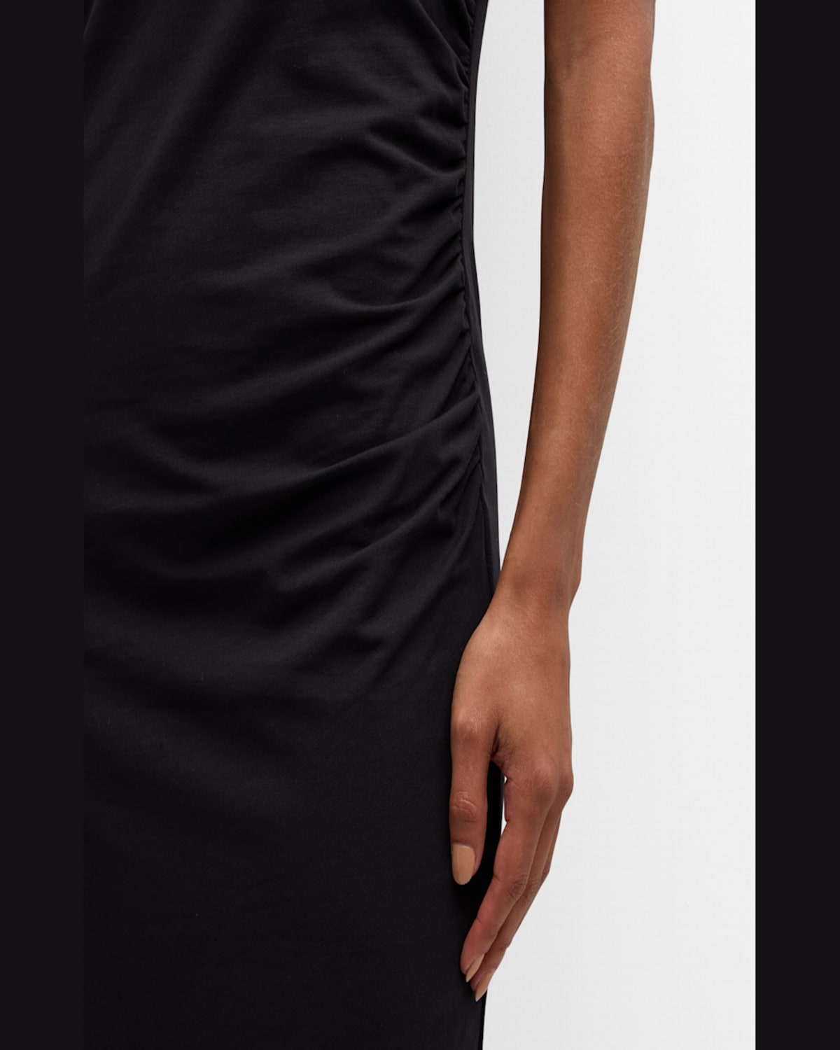 Vince Short-sleeve Side Drape Midi Dress In Coastal Blue