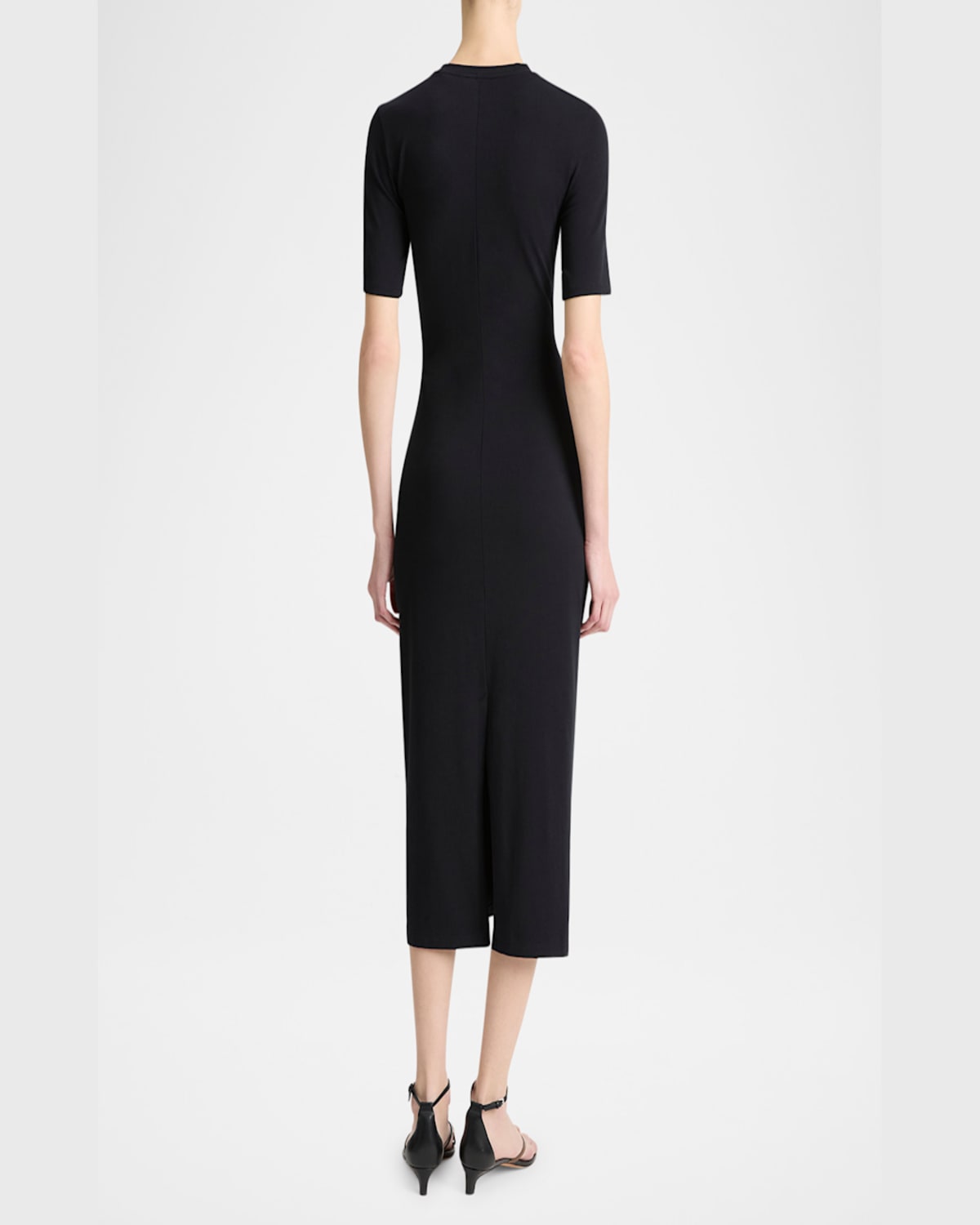 Vince Short-sleeve Side Drape Midi Dress In Coastal Blue