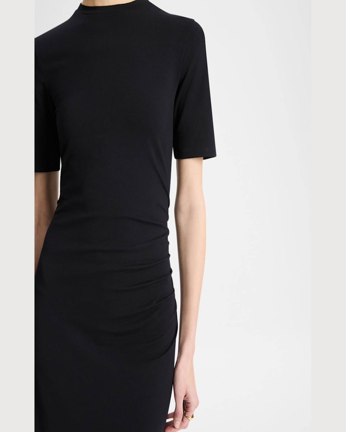 Vince Short-sleeve Side Drape Midi Dress In Coastal Blue