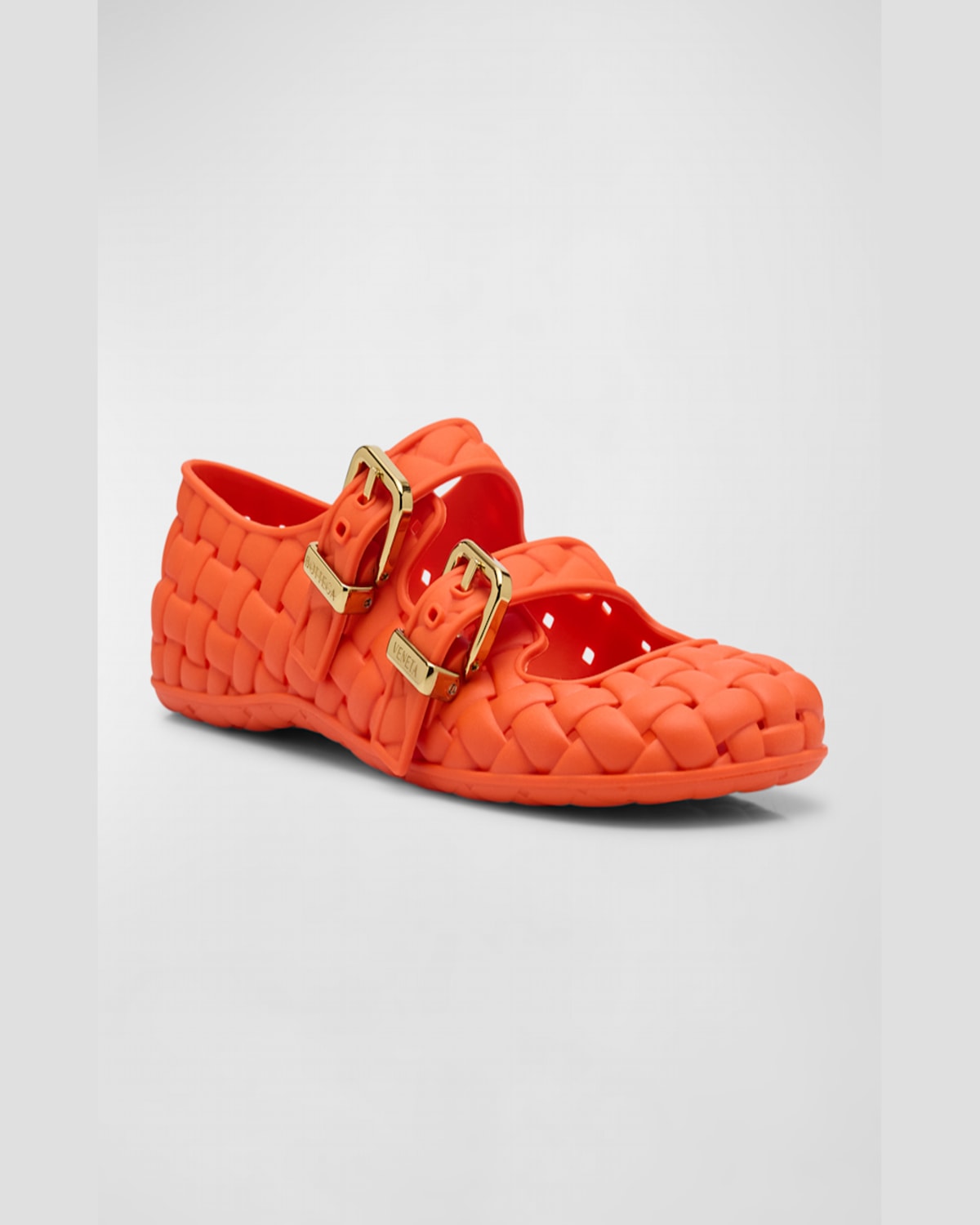 Bottega Veneta Amy Intreccio Dual Mary Jane Ballerina Flats In Rose