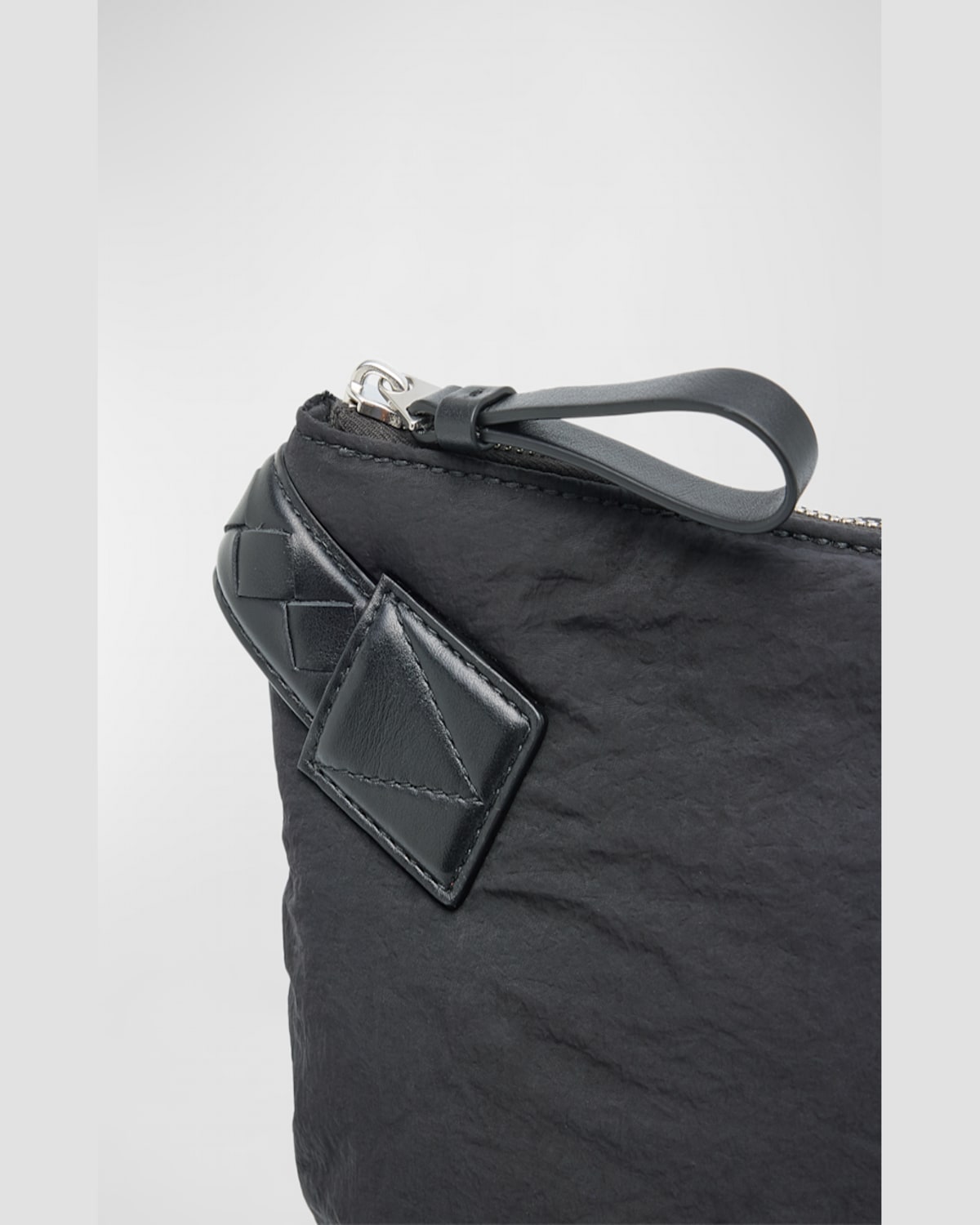 Bottega Veneta Men's Crossroad Paper Nylon Small Pouch In Nero